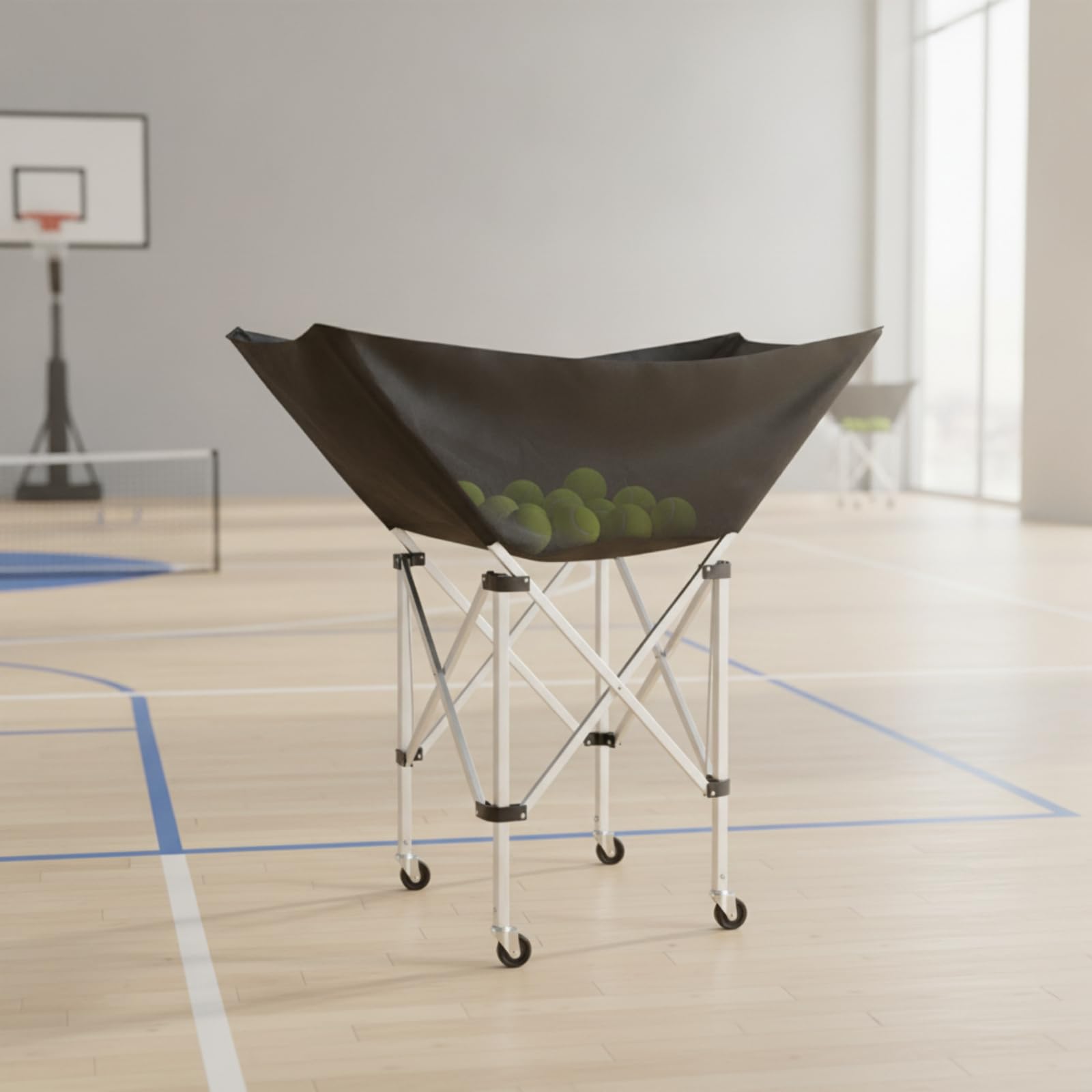 Milageto Plegable para Recogida Pelotas con Estructura Metálica Estable y Cesta Malla Transpirable con Ruedas Suaves para Movilidad Sencilla Acuado para Entrenamientos Diarios y Competiciones