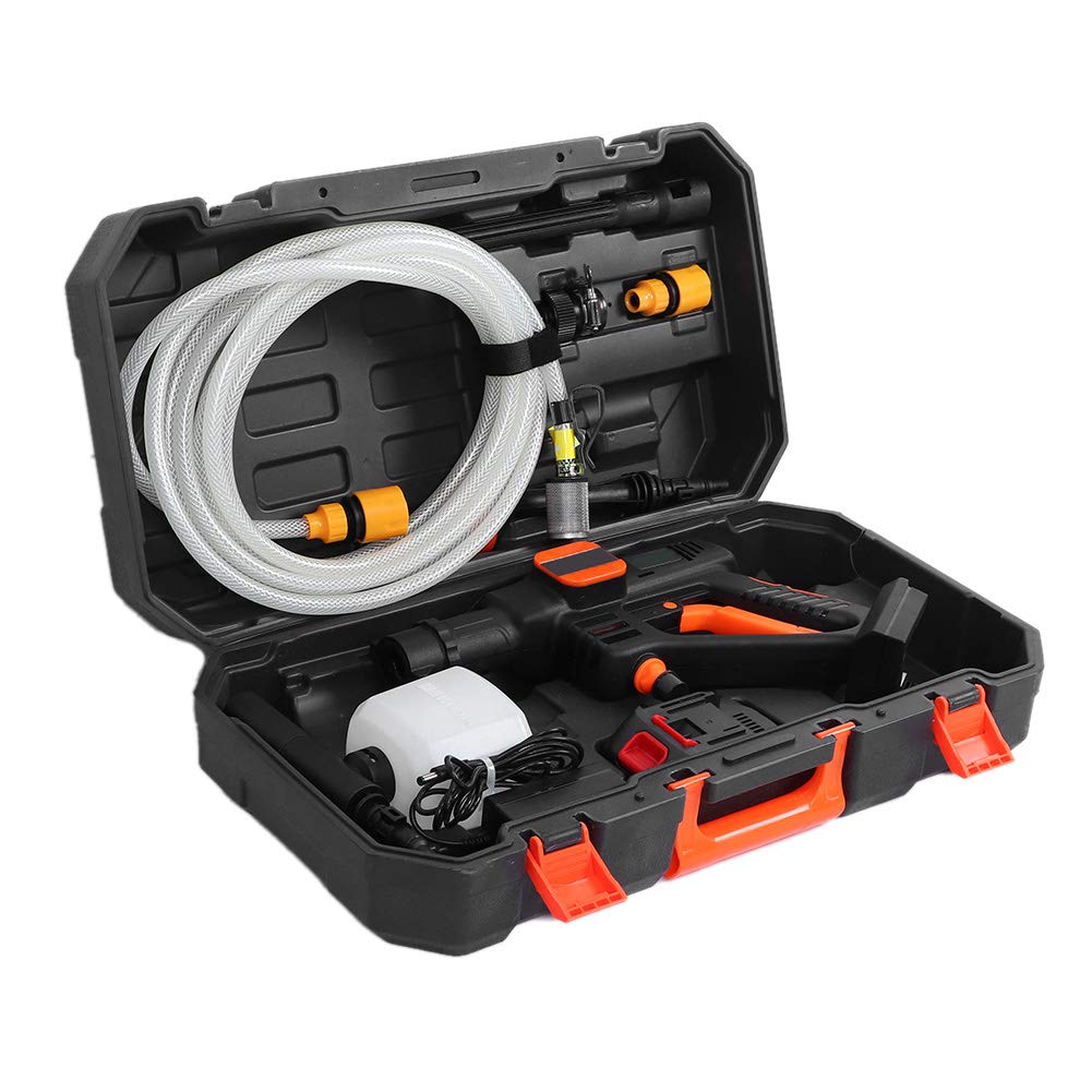 Idropulitrice Auto Portatile, Lavatrice a Pressione 20 V con Batteria LiPo e Pistola ad Acqua, Pulitore Cordless per Lavaggio Veicolo, Casa, Cortile e Superfici Esterne