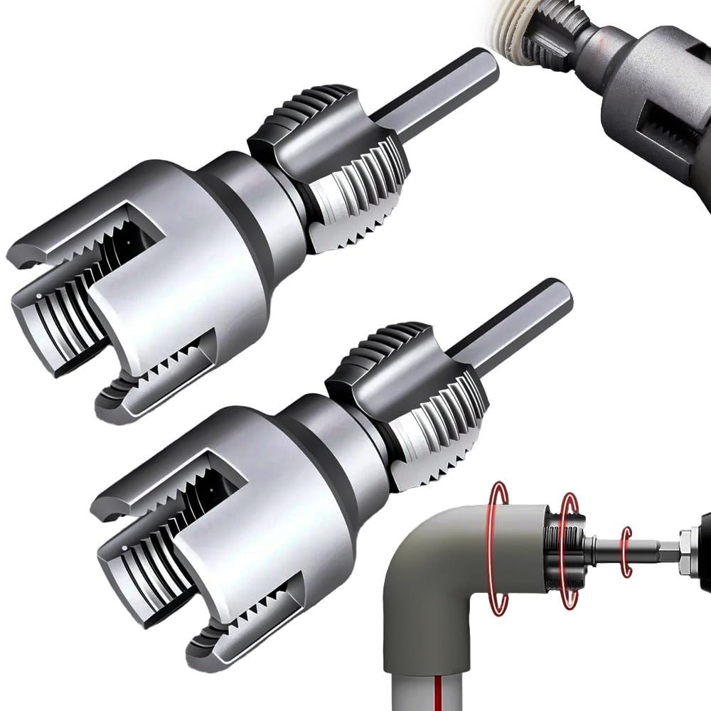 1/2'' and 3/4'' Integrated Internal & External Pipe Threading Tool, Electric Drill Compatible PVC Pipe Threader Kit, Pipe Thread Cutting Tool, PVC