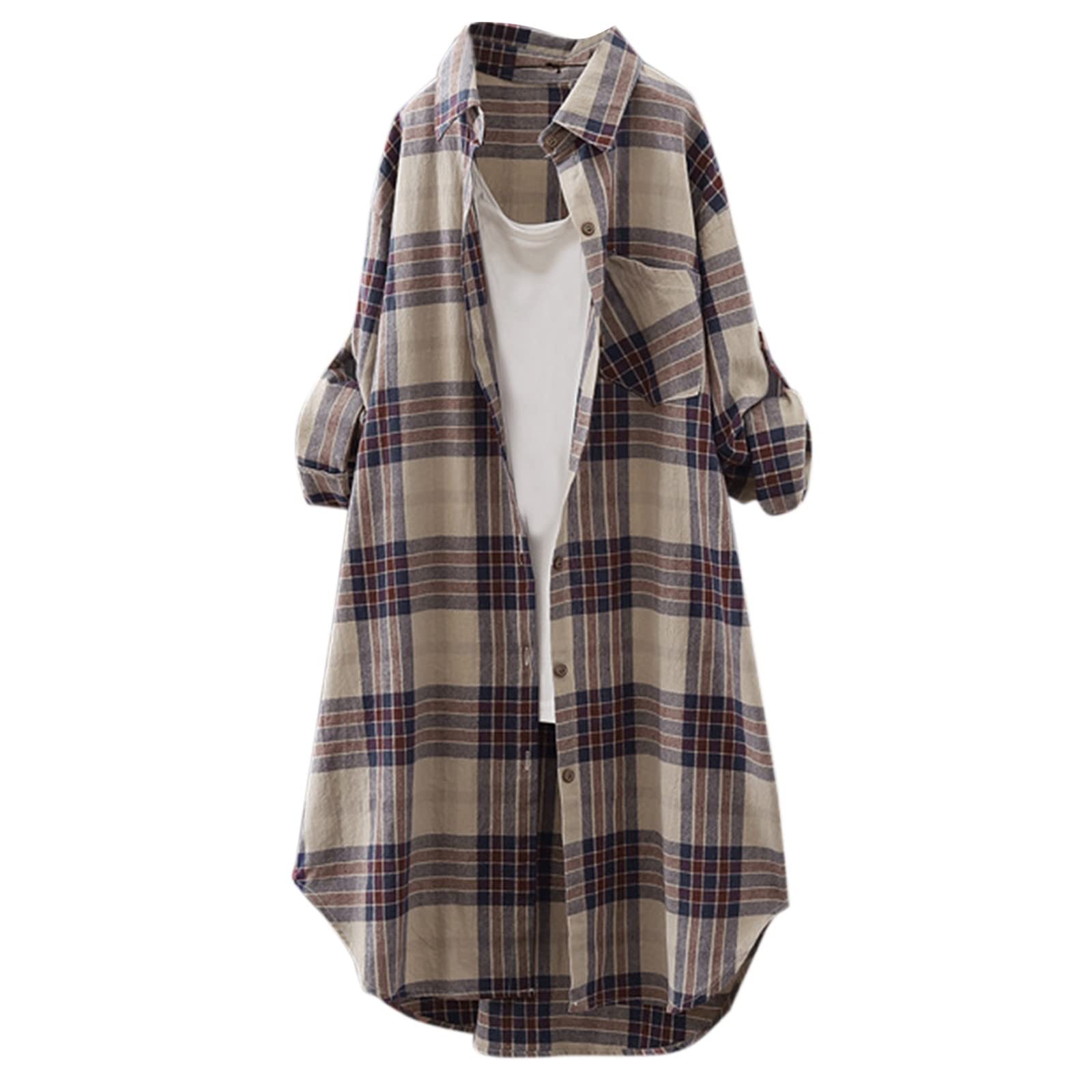 Plaid Shirts for Women Long Sleeve Work Shirts Open Front Cardigan Fall Outfits for Women 2024 Oversized Cardigans