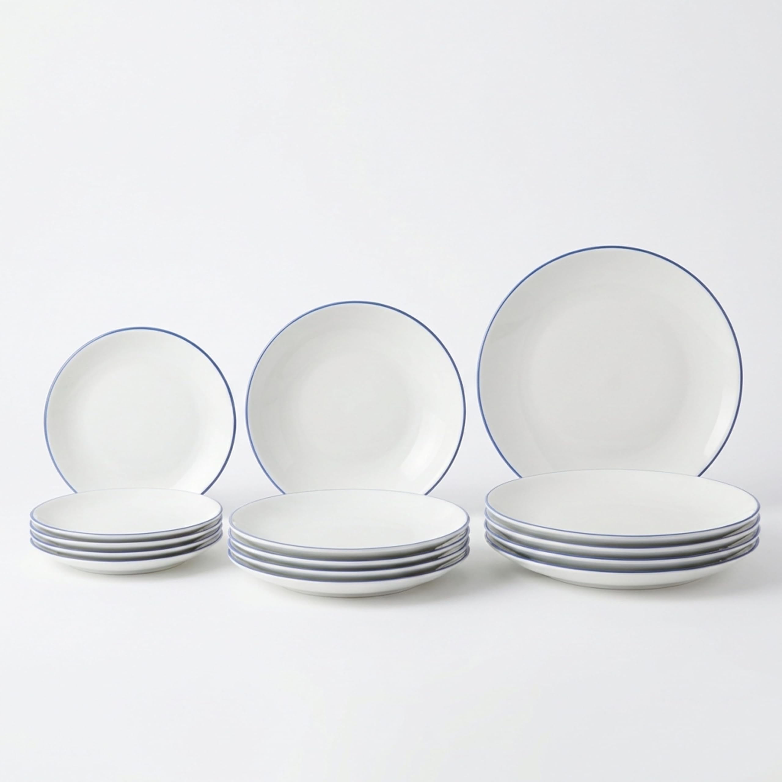 SANTA CLARA | Vajilla Completa 12 Piezas Vidrio Opal para 4 Personas, Apta Microondas y Lavavajillas, Vajilla Amalfi Azul Decorada para Hogar y Cocina