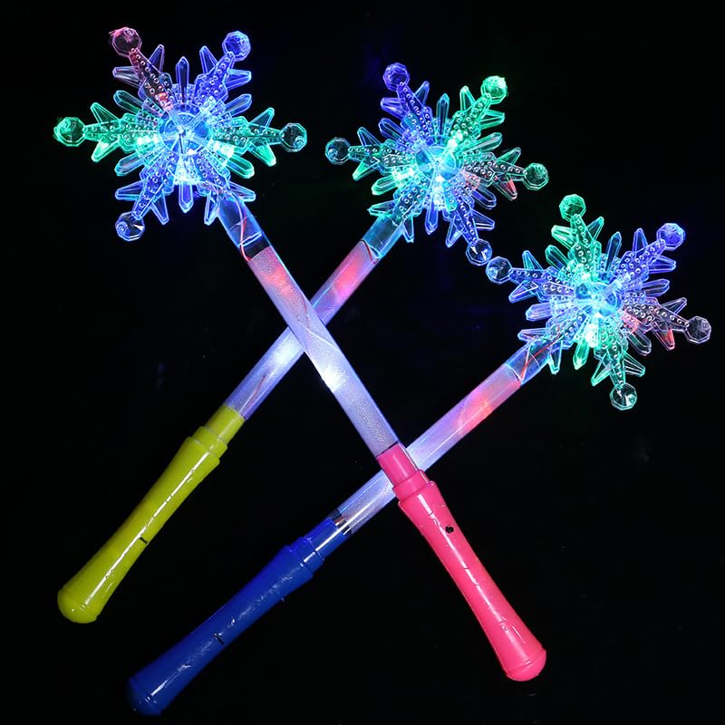 LEEMASING 5 Pcs LED Light Up Wands Magic Wand For Wedding Dance Floor Props,Reception,Concert,Camping (Snowflake) - Image 3
