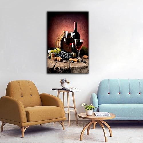 Miniatura 7 de QUNYAAE Póster de vino y uvas para decoración de cocina, póster decorativo en lienzo, arte de pared, para sala de estar, dormitorio, 16 x 24