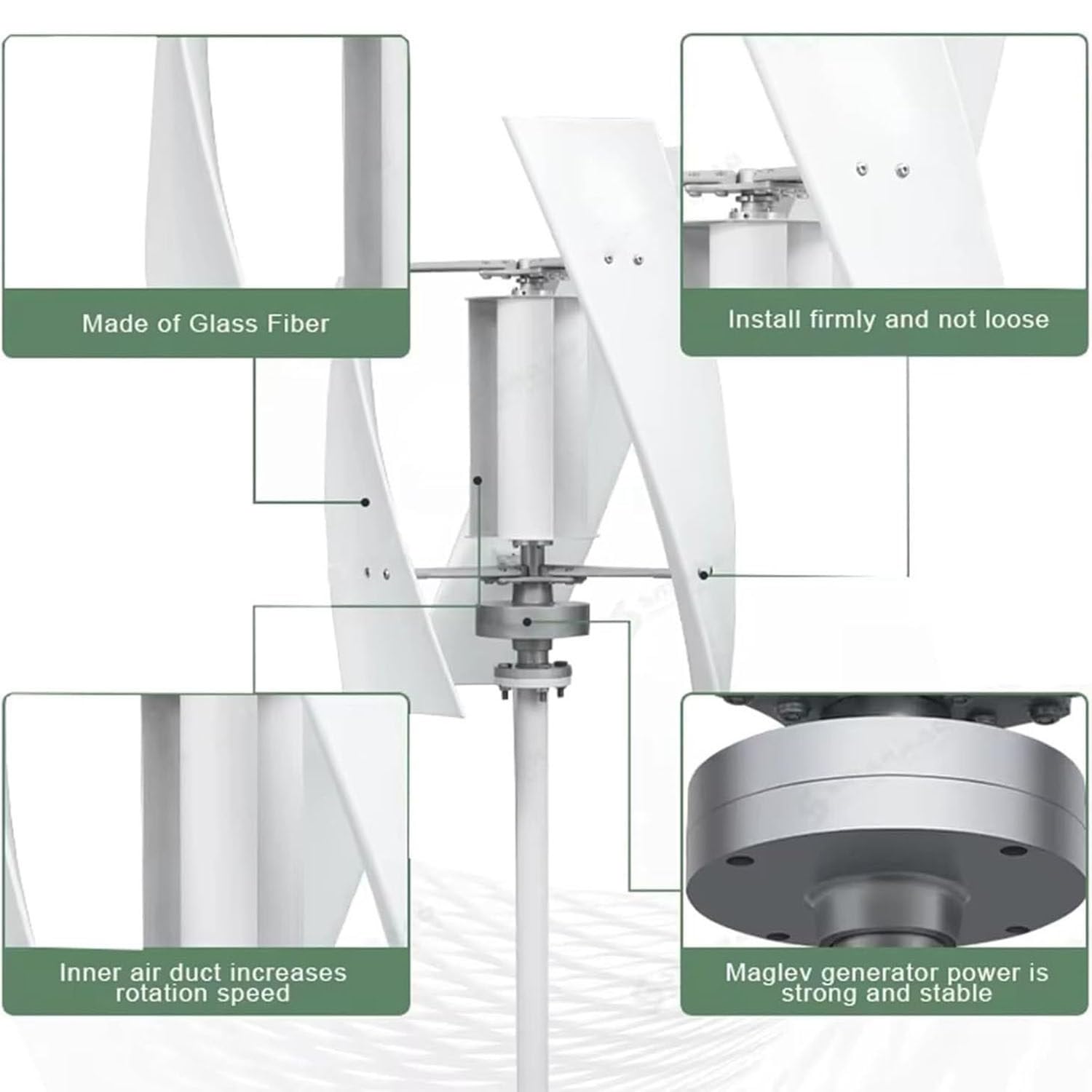 Aerogenerador de Eje Vertical de 3000 W, 6000 W, 9000 W, 12000 W y 15000 W, 220 V, 12 V, 24 V y 48 V, con levitación magnética y Controlador MPPT para alumbrado público doméstico 6000W-48V