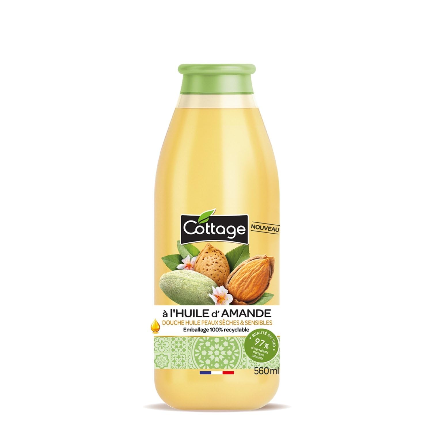 Gel douche Nourrissant Huile d'Amande COTTAGE - le flacon de 560mL Lot De 3 - Par Lot