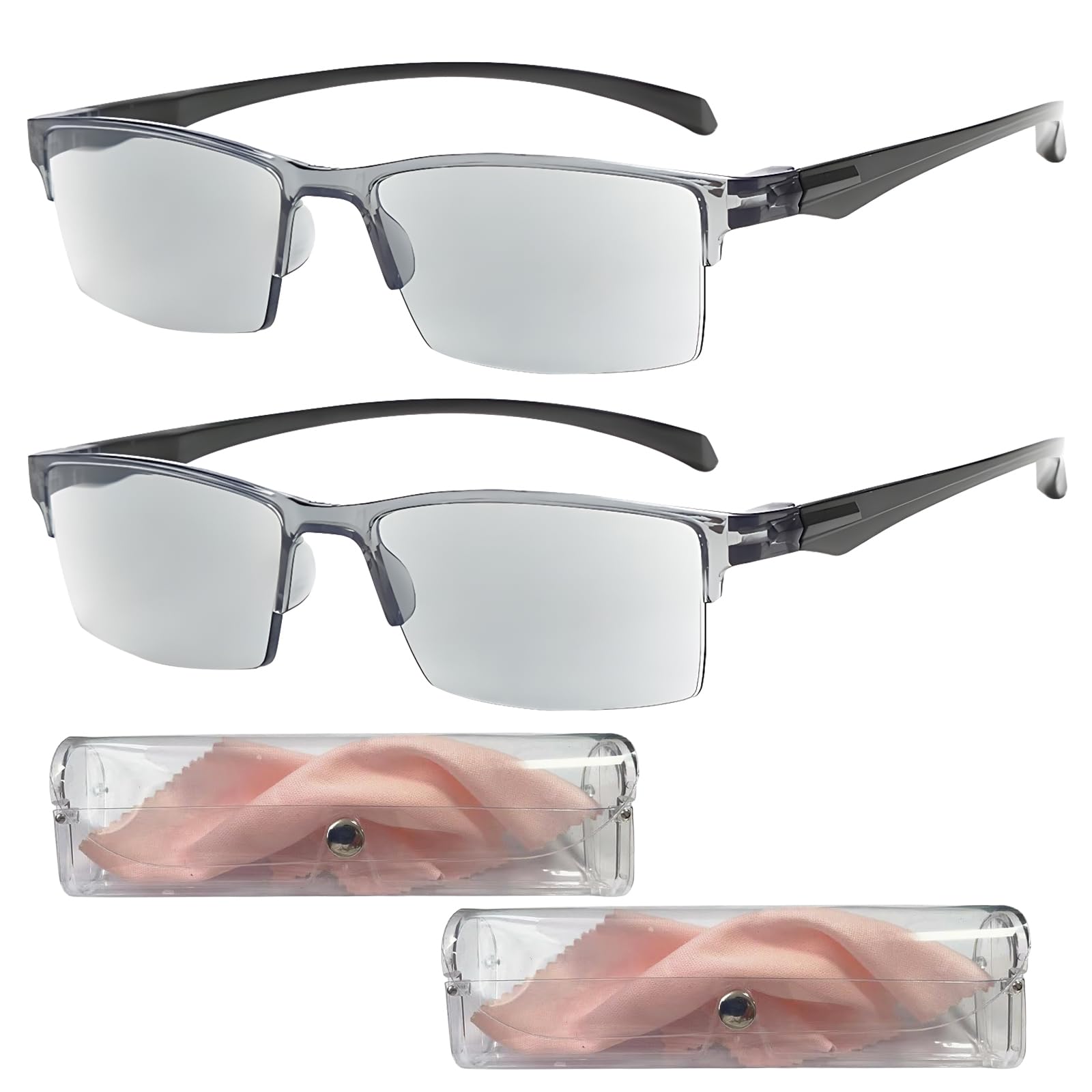 Photo 1 of AQOYNQ 2PCS Auto Focus Glasses Self Adjusting, Intelligent Dual Focus Smart Reading Glasses for Women & Men, Automatic Zoom Anti-Blue Light Presbyopia Glasses (Grey)