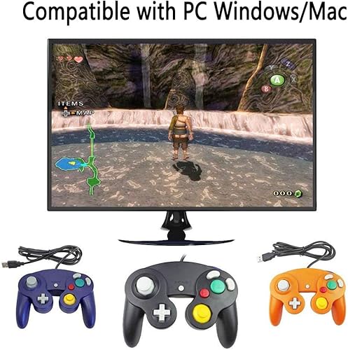 Miniatura 3 de Reiso Controlador USB con cable NGC clásico para Windows PC MAC (negro)