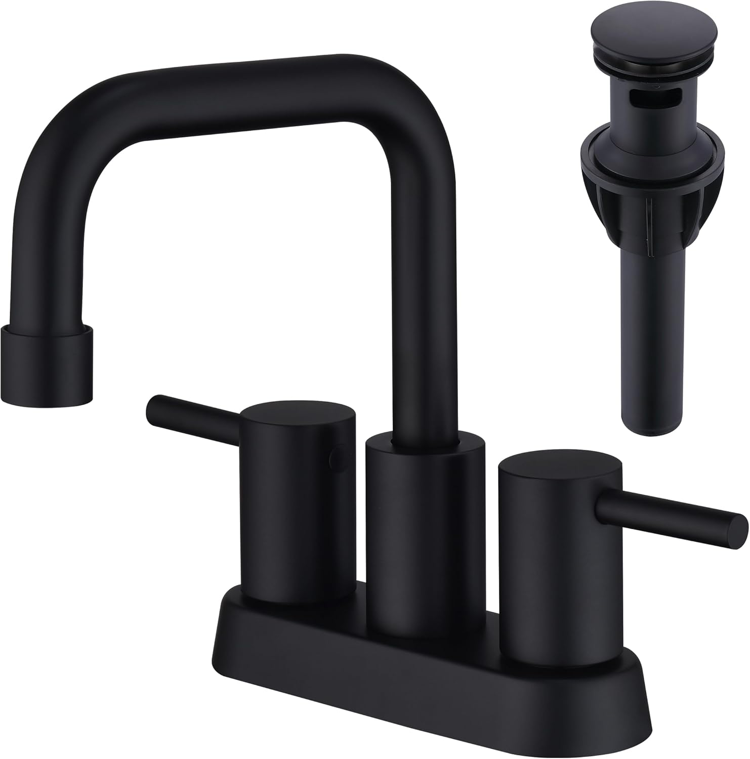 Brushed Gold Centerset Bathroom Faucet 4 Inch，Stainless Steel 2 Handle 2 or 3 Hole Gold Sink Faucet with Pop up Drain, Gold Faucet for Bathroom, Restroom, Vanity, Rv, AML-21751-BG