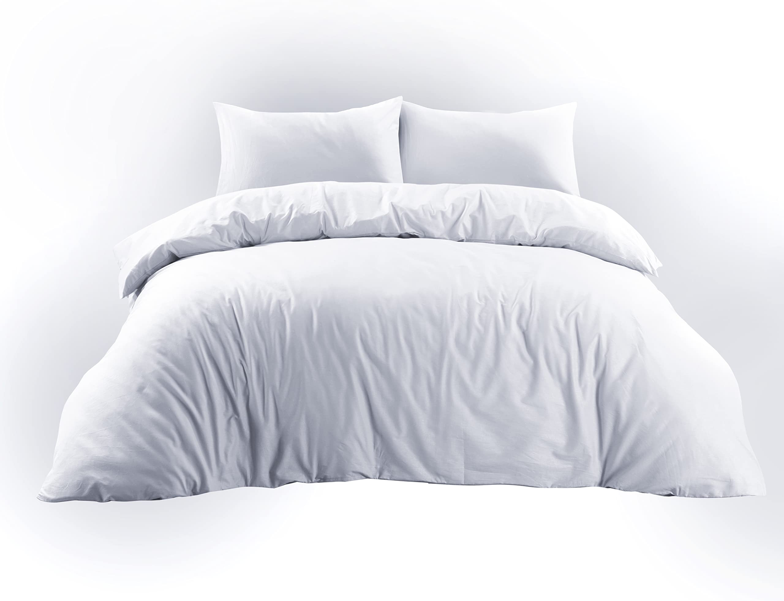 GMTEXTILES 100% polyCotton Bedding Duvet Cover Sets. (Double, White)