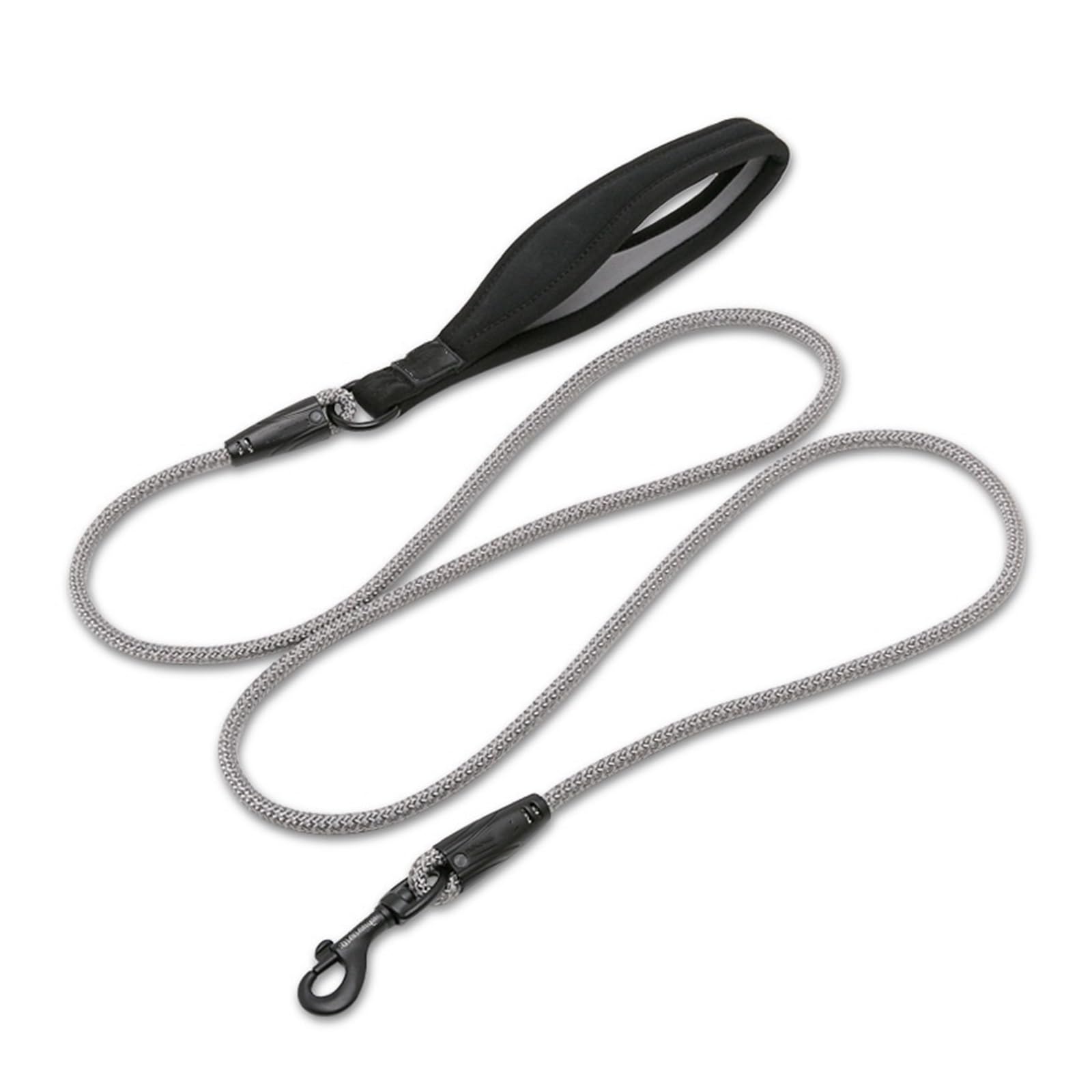 Guinzaglio per cani in nylon resistente con gancio riflettente in lega di alluminio e manico in neoprene per passeggiate ed escursioni (grigio, moschettone a L)
