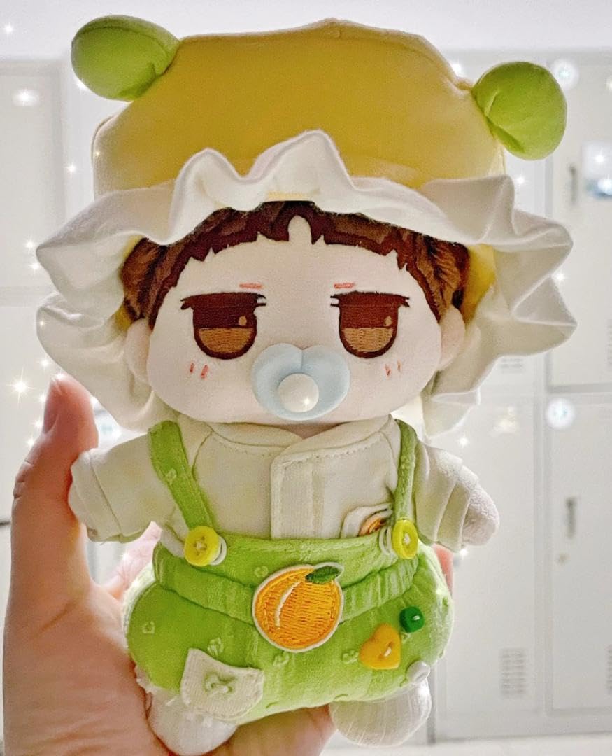 Amazon.co.jp: 15cm ぬいぐるみ服 帽子 ロンパース 緑 黄色 サロペ 