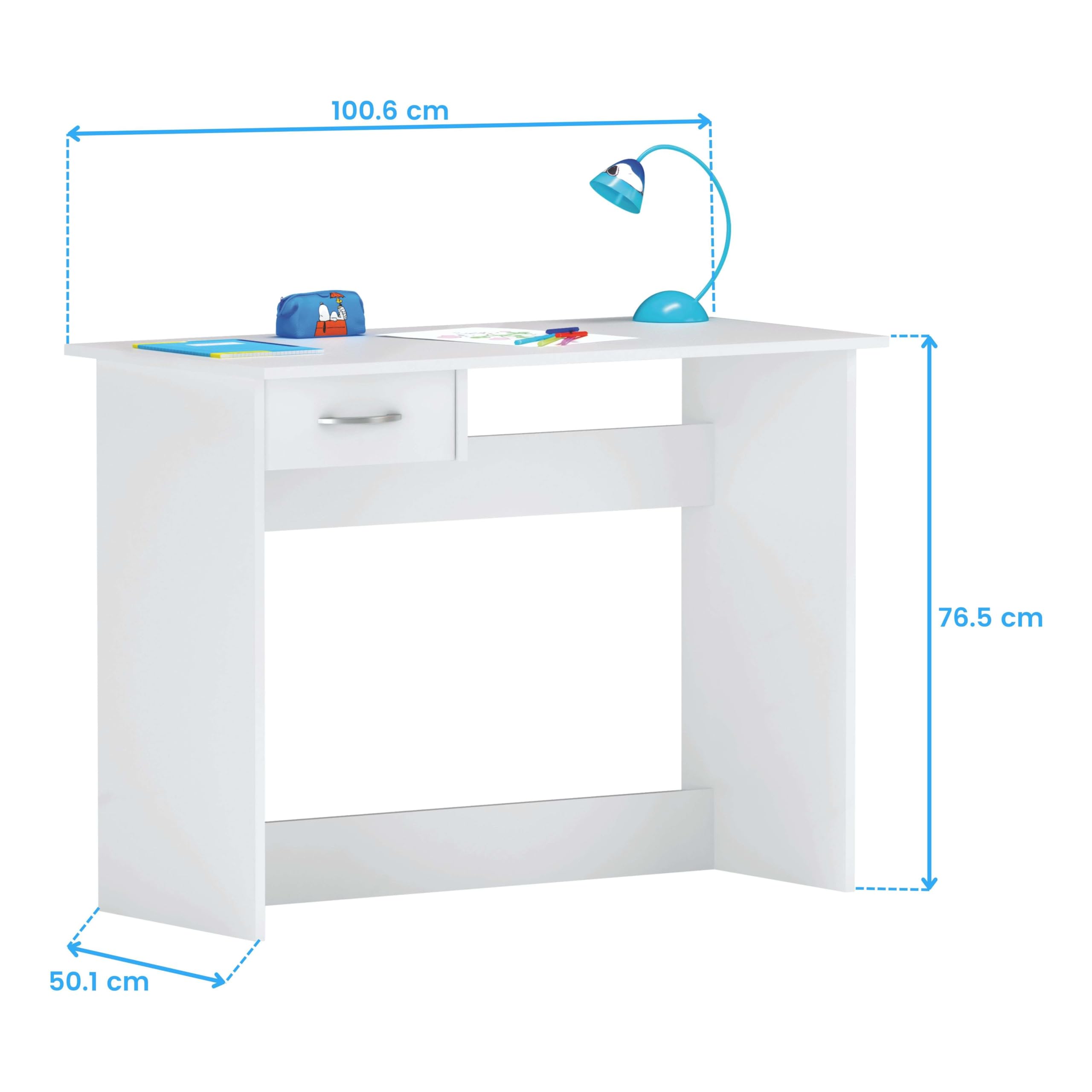 Escritorio Juvenil Dormitorio Estudio Color Blanco 101x77x50 cm