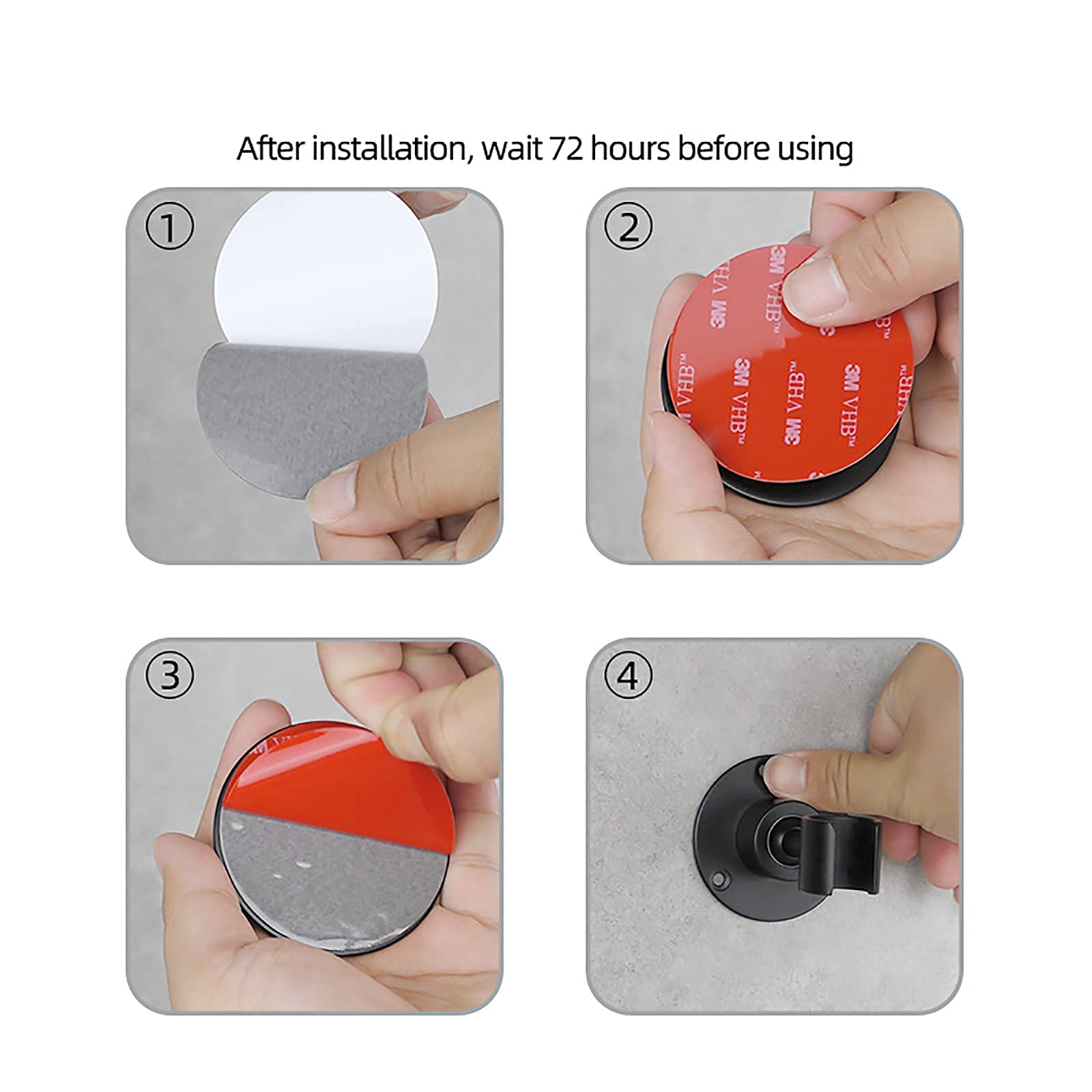 AKAZI Duschkopfhalter Messing Stanzfreie Handbrausehalterung 360 ° drehbare Brausehalterung Wandmontage runder Brausehalter, Chrom (Chrome) (Schwarz)