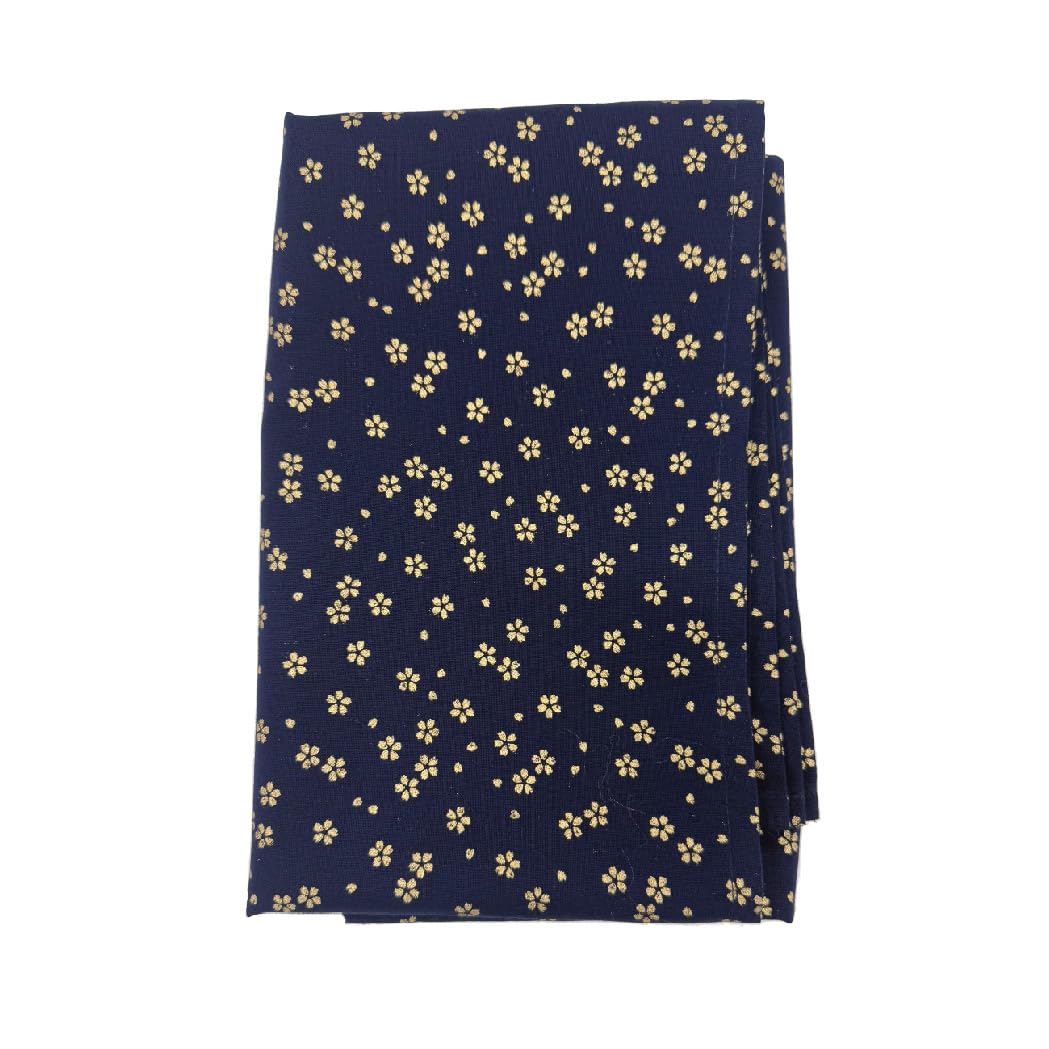 Furoshiki Cherry Blossom Gold Print Navy 39.4in Cotton Wrapping Cloth Japan