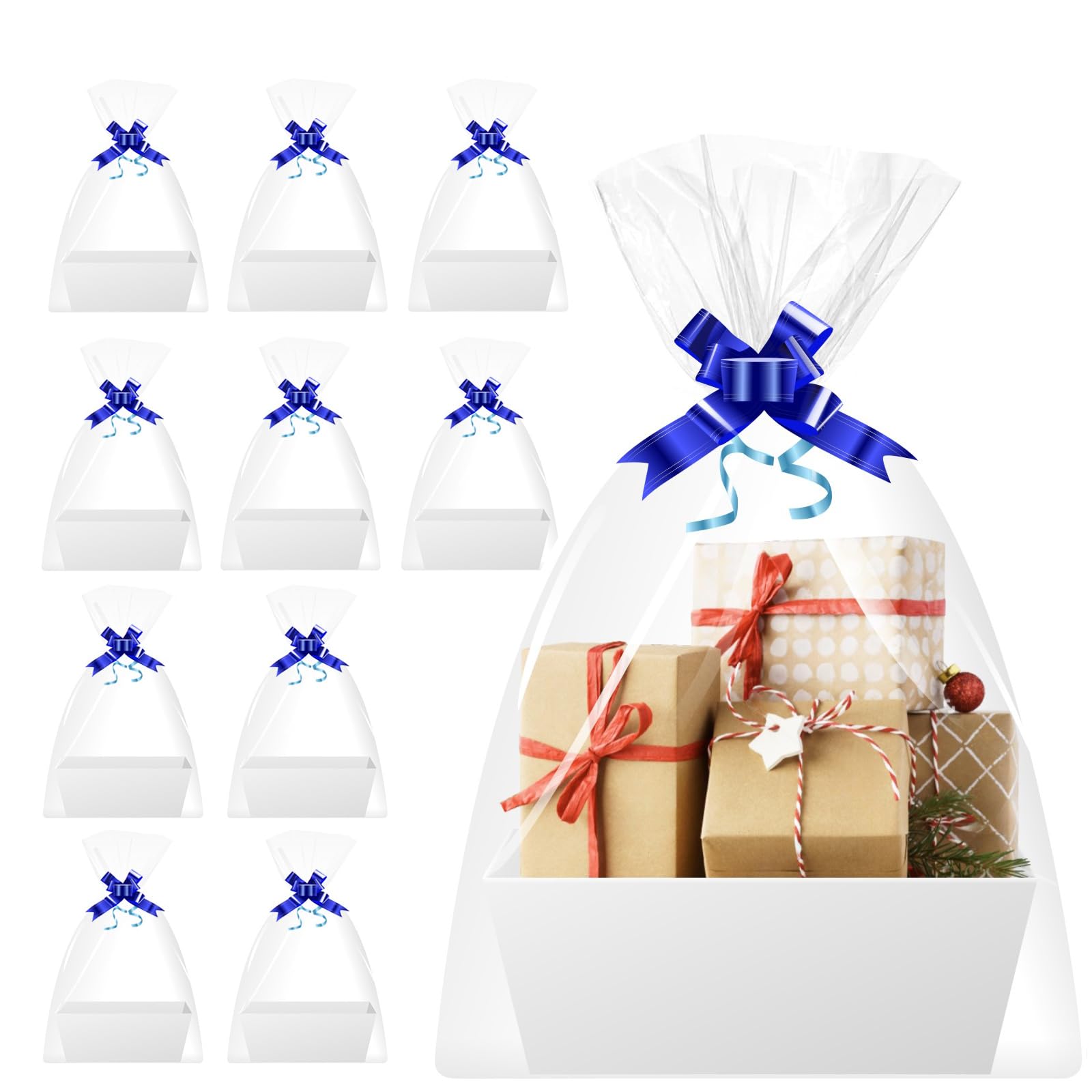 Cesta de regalo de cartón con asas, cesta vacía para regalos, color blanco