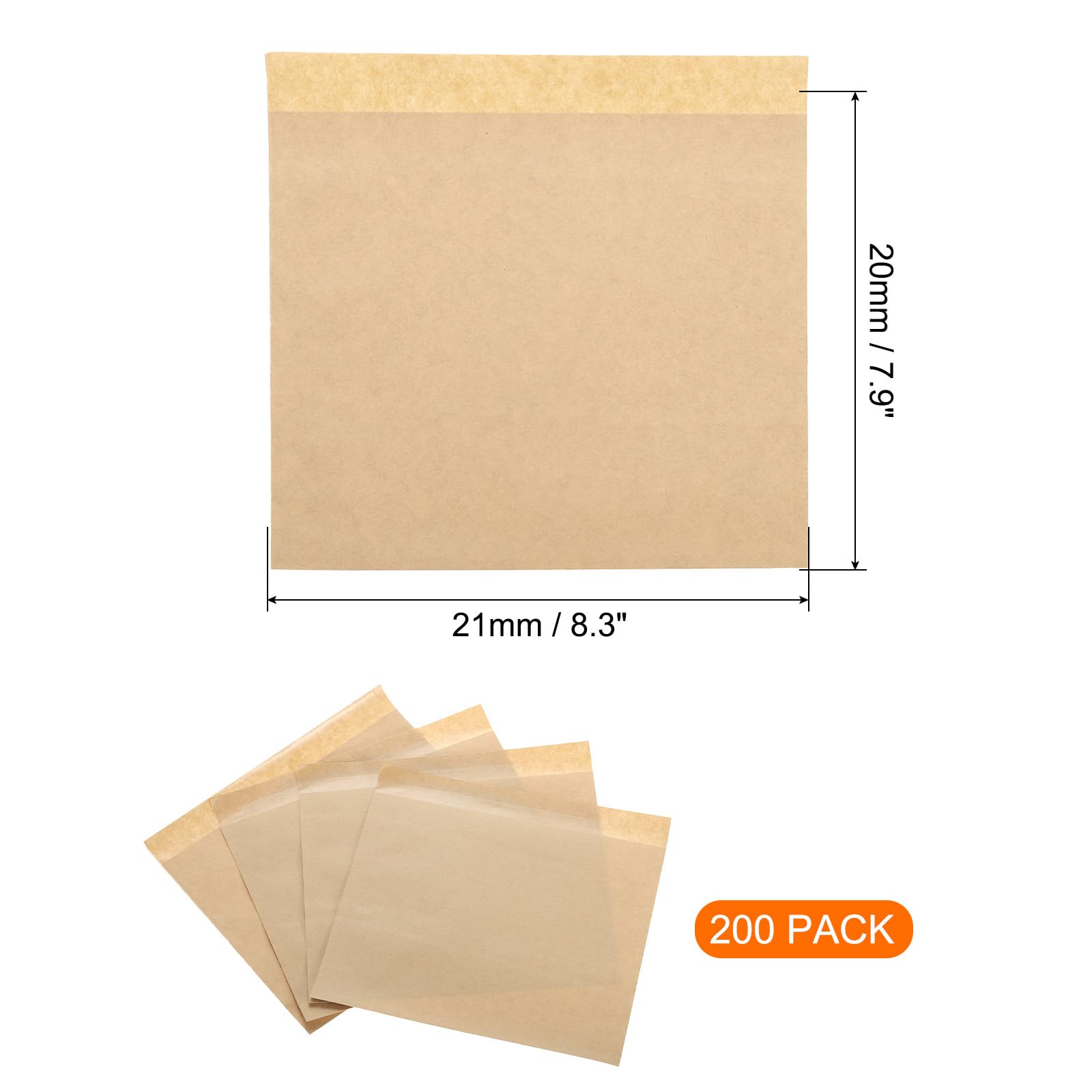 QUARKZMAN 200 sacs sandwich en papier kraft Sac en anti-graisse marron