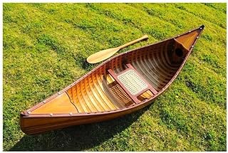 Maykoosh Handcrafted Wooden Canoe - 6ft Cedar & Fiberglass - Decorative Boat - Mediterranean Style