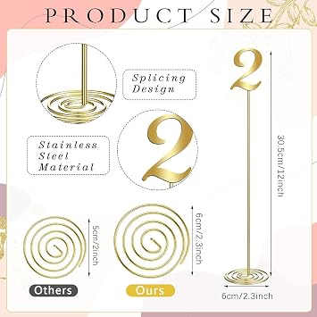 Table Numbers Metal Table Numbers 1-20 For Wedding Reception 12 Inch With Sturdy Holder Base