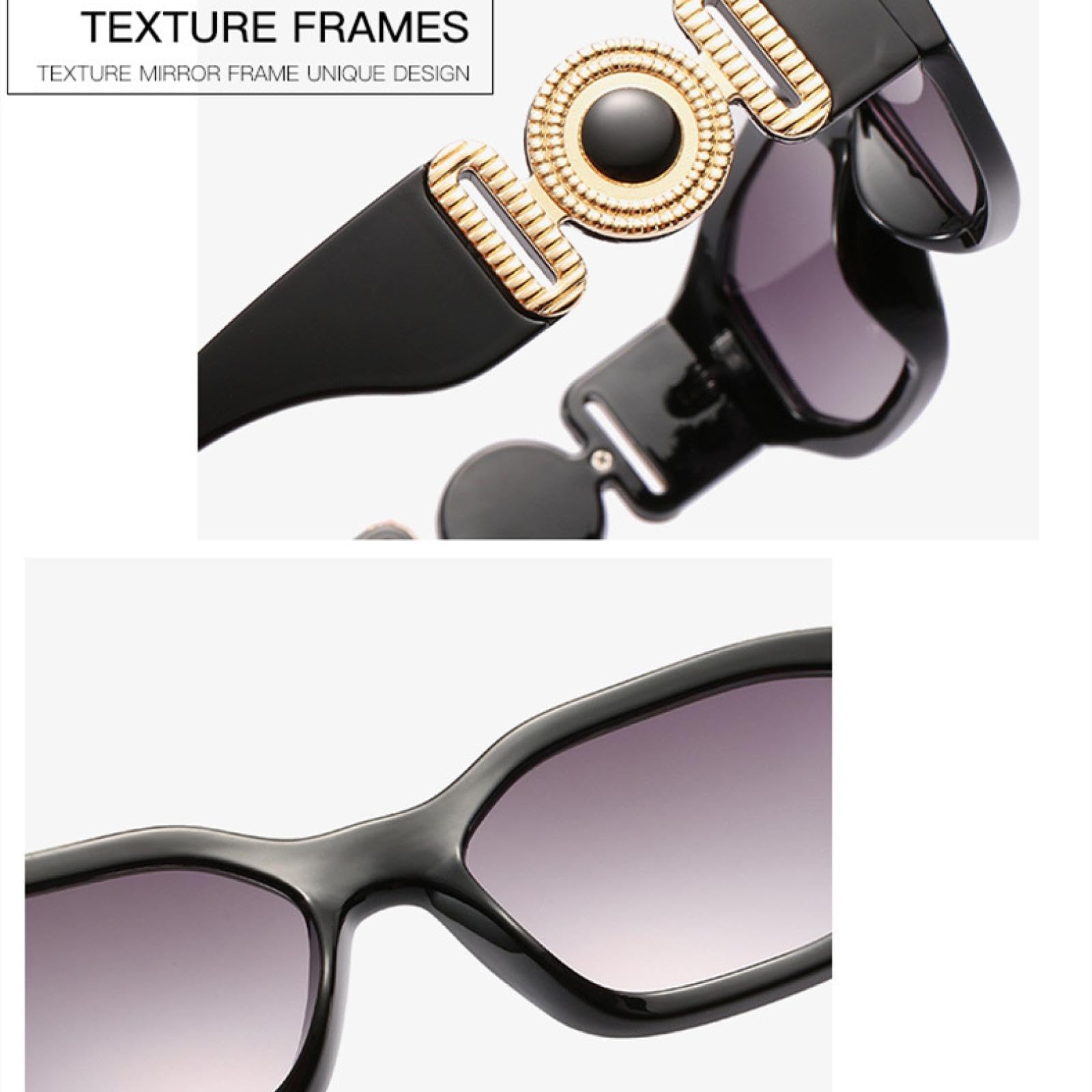 Gafas de sol cuadradas de montura grande para mujer, estilo rockero, con montura romboidal, de aleación y UV400, con patillas glamurosas, estilo vintage.