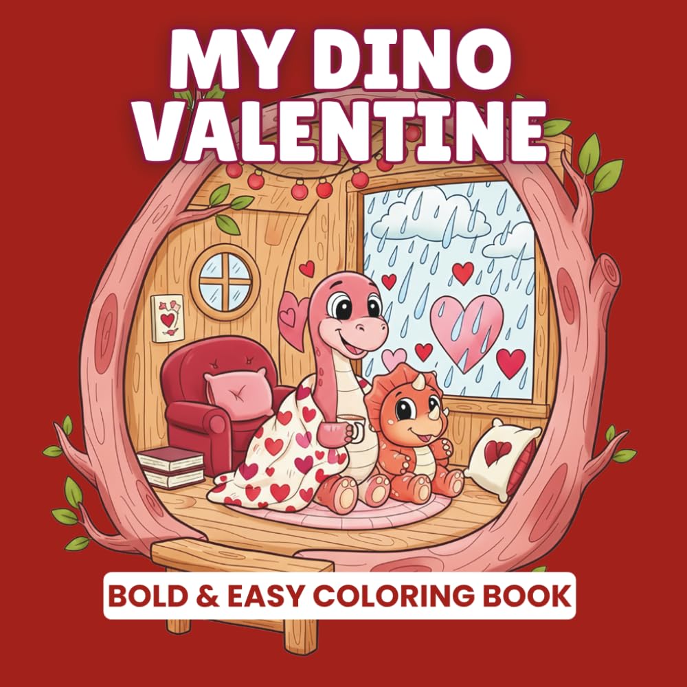 My Dino Valentine: Bold and Easy Valentine Dinosaur Coloring Pages for Relaxation (The Holiday Dinosaur)