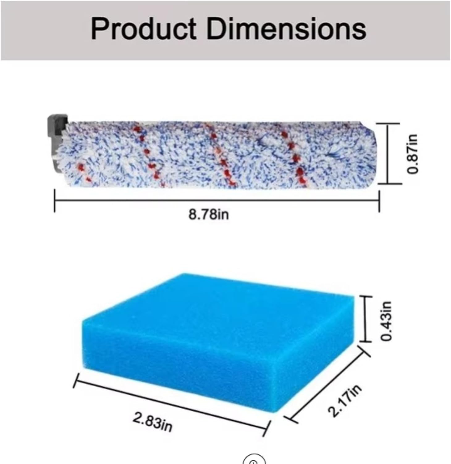 Replacement Soft Roller Brush Pre Filter Sponge Cordless Hard Floor Cleaner Spare Accessories for Tineco IFLOOR S HF10E-01(Set A)