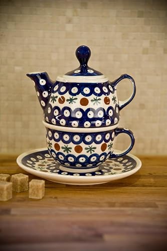 Miniatura 4 de Tetera y taza individuales de cerámica pulida con diseño de mariposa floral y rosa azul