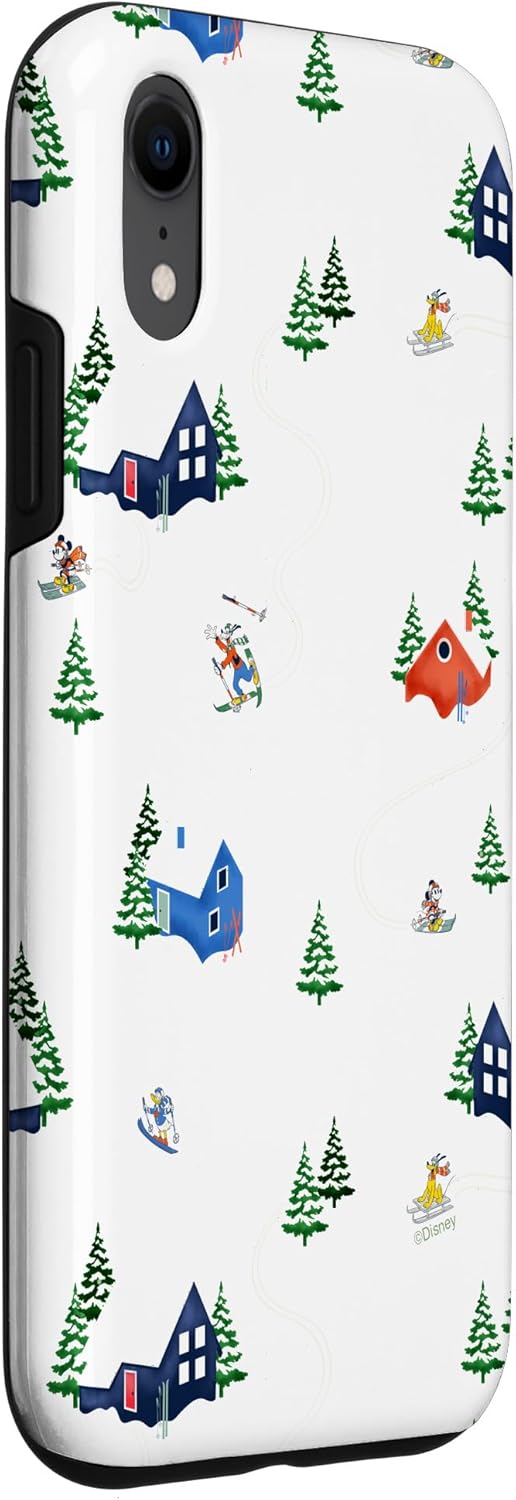 Disney Mickey & Pals Christmas Holiday Winter Ski Houses Case for iPhone XR