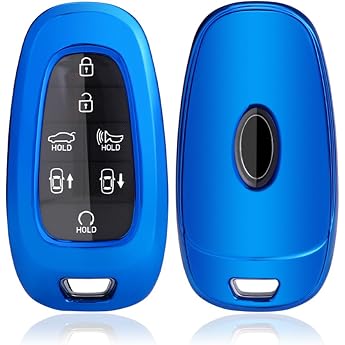 Hyundai Car Key Case for Hyundai Tucson NX4 Ioniq 5 Nexo Grandeur Sante Fe TM Sonata DN8 Staria Azera Key Cover TPU Silicone Hyundai Tucson NX4 Key Cover Blue
