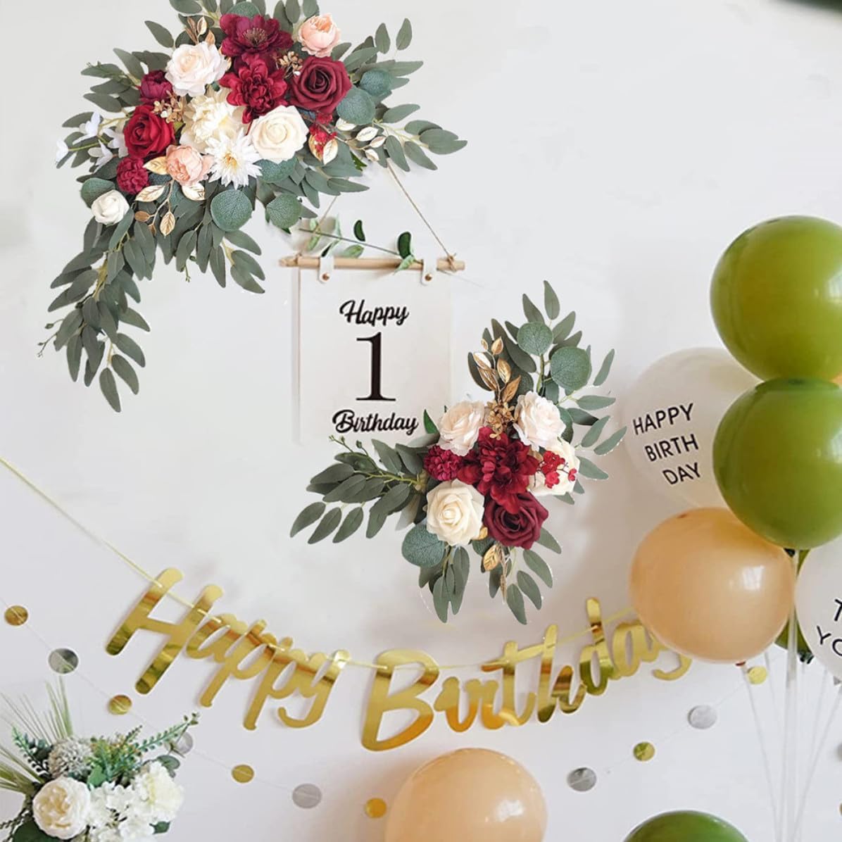 Garneck 2pcs Silk Wreath Artificial Flower Garlands for Wedding Decoration with Flexible Installation and Delicate Workmanship for Wedding Party and Space Environments