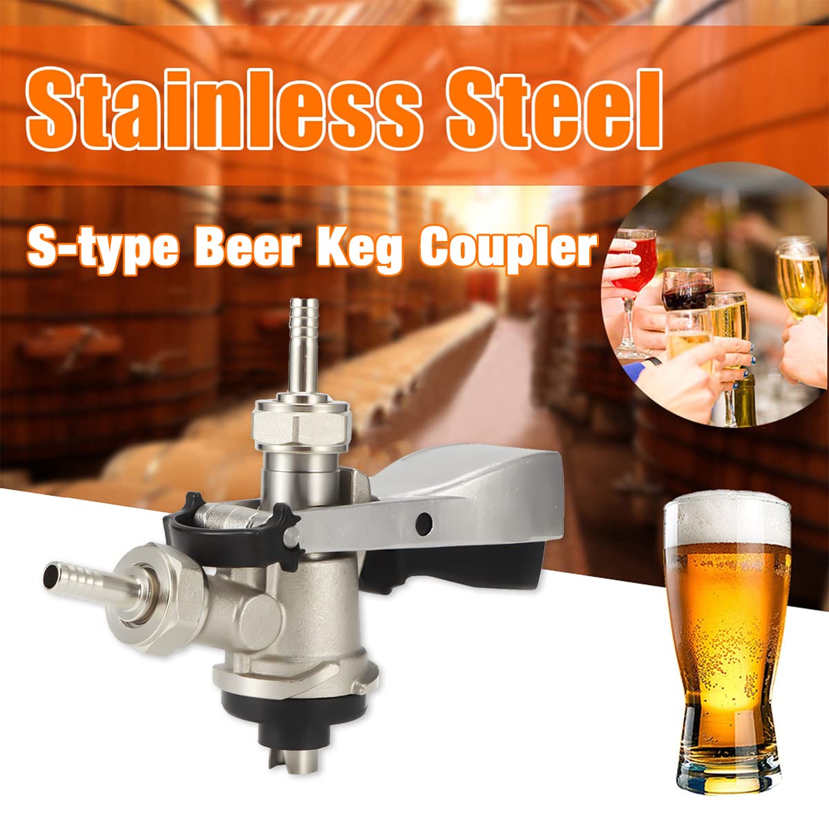 Buachois Accoppiatore per Fusti,G5/8 Erogatore di Birra Alla Spina Tipo S con Valvola Limitatrice di Pressione di Sicurezza Birra Alla Spina Rubinetti