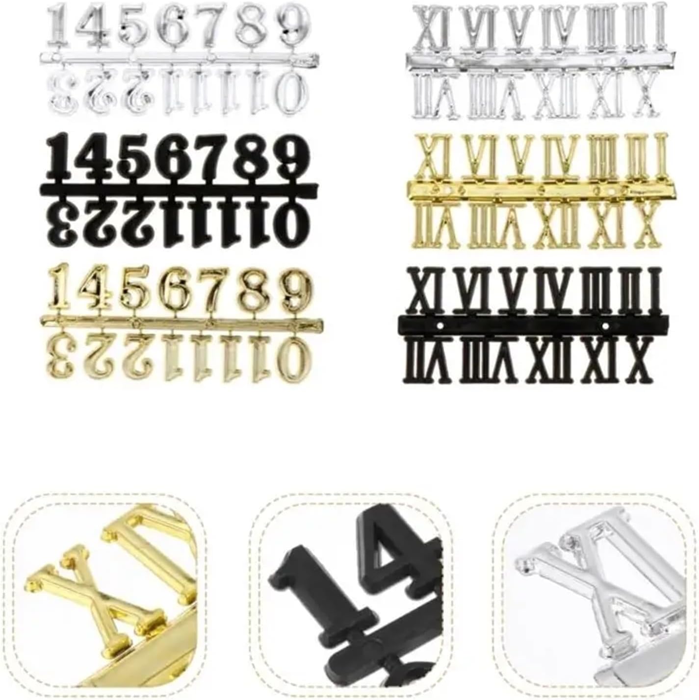 Clock Numbers 35setes Clock Numerals Set Arabic Roman Number DIY Digital Numbers for Replacement 85AC for Home Art Decor DIY Replacement Repairing(2cm Gold Arabian)