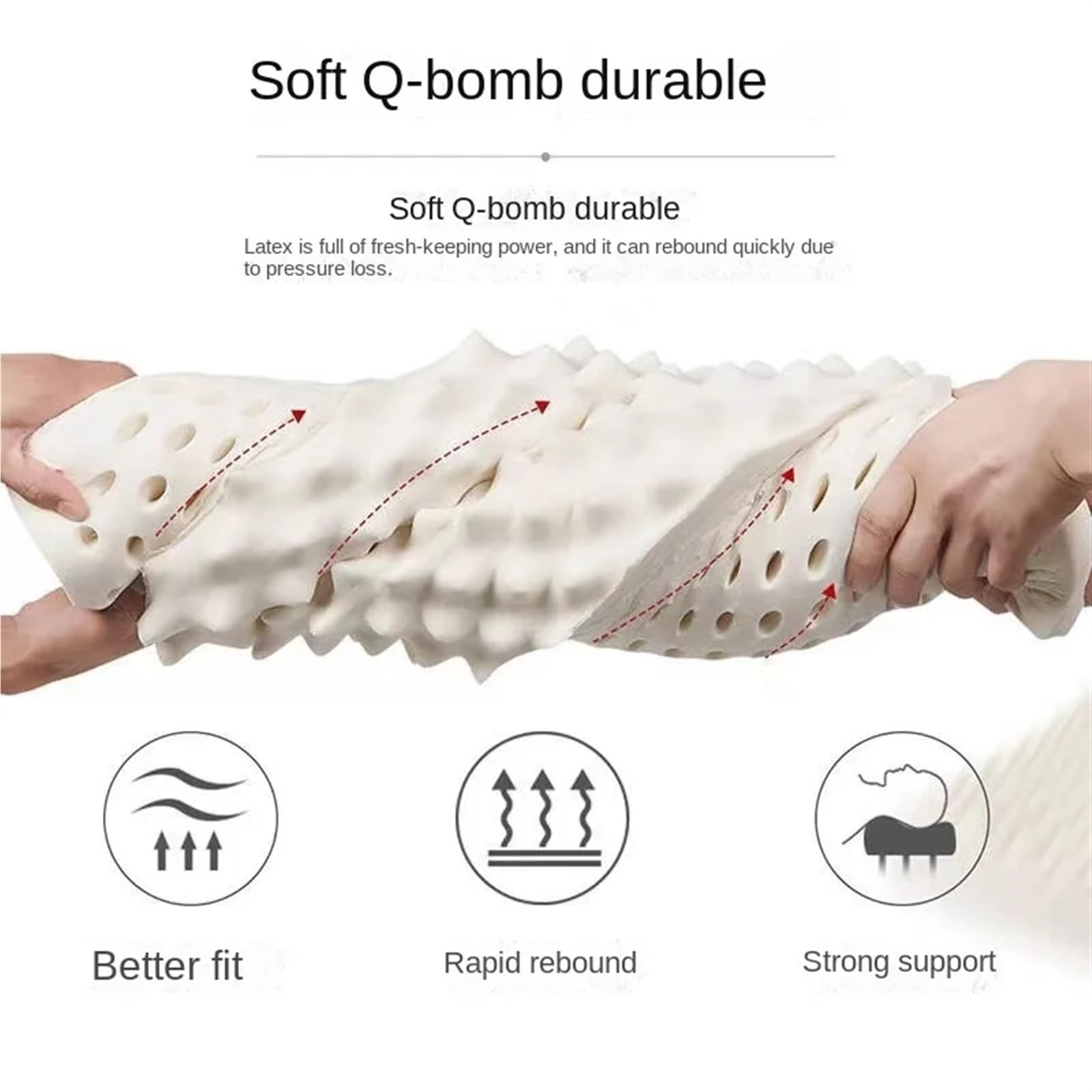Almohada Cervicales Y Cuello Almohada ortopédica de látex, Almohada de Masaje con Memoria for el Dolor de Cuello Cervical for Dormir Almohada Cervical(Plane Pillow)