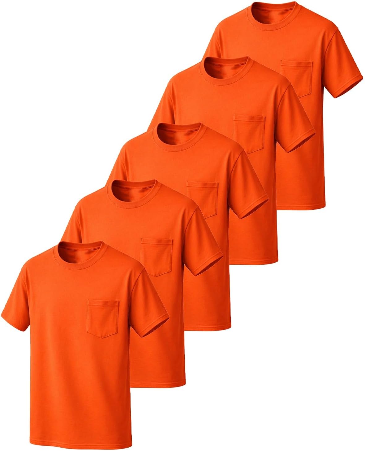 JustBlanks High Visibility Safety T Shirts – Hi Vis Construction T-Shirt for Men Multipack Short Sleeve Pocket Workwear Shirt