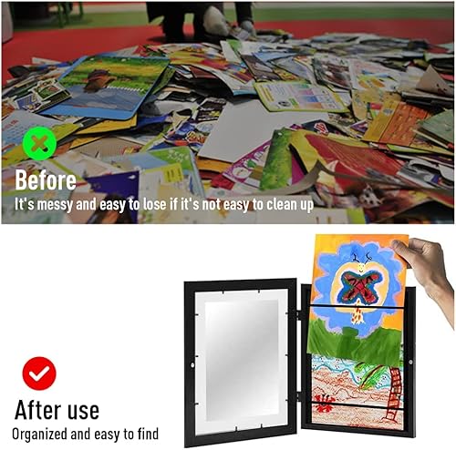 Miniatura 2 de DSstyles Marco de arte para niños  Marcos de arte para niños de 10 x 13.5 pulgadas con apertura frontal para 150 hojas  Marcos de arte A4 para niños