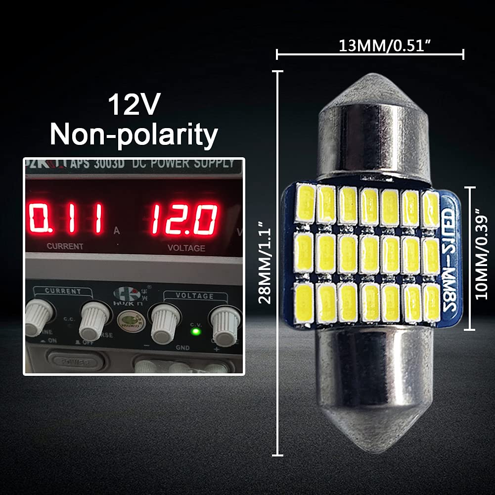 Ruiandsion 4 Lampadine LED Festone 28mm 21SMD 3014 - Luce Interna Auto Blu Ghiaccio - 12V 300lm