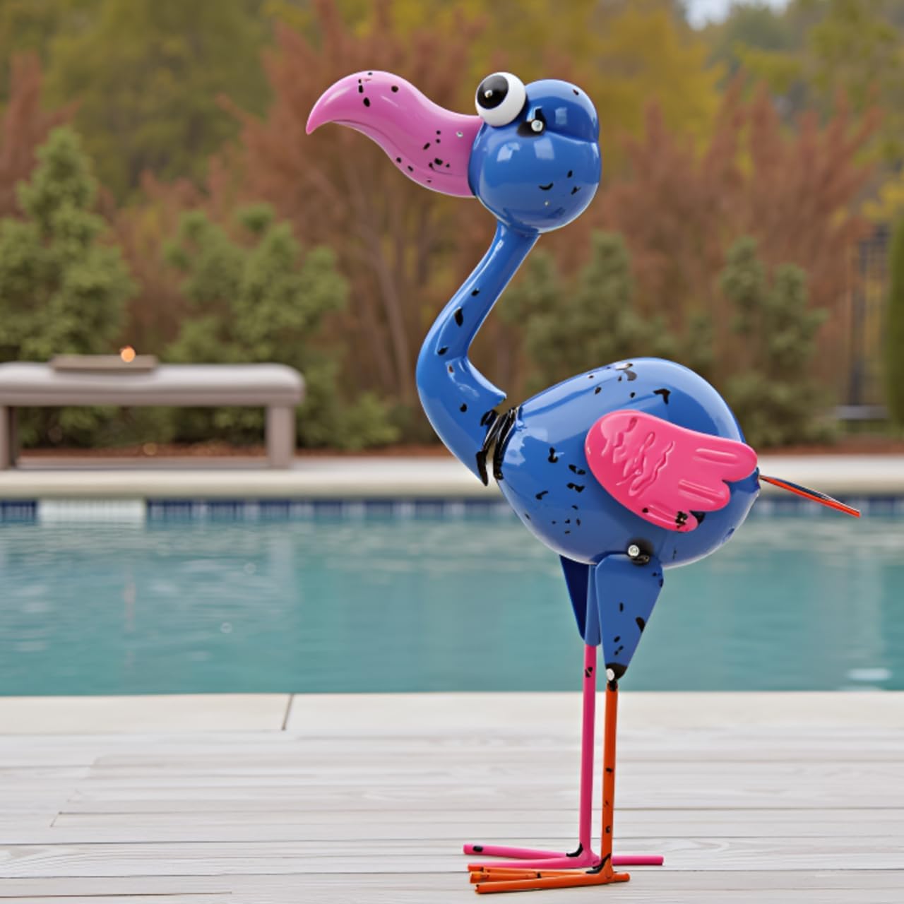 Metal Flamingo Statue Outdoor Garden Decor- Garden Statue Decor Yard Art for Lawn, Backyard - Unique Animal Figurine for Birthday, Housewarming, Christmas