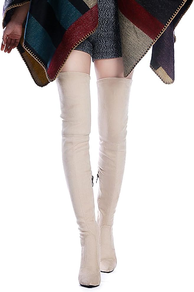 Shoe'N Tale Women Stretch Suede Chunky Heel Over The Knee Boots Thigh High...  - Bild 29 von 44