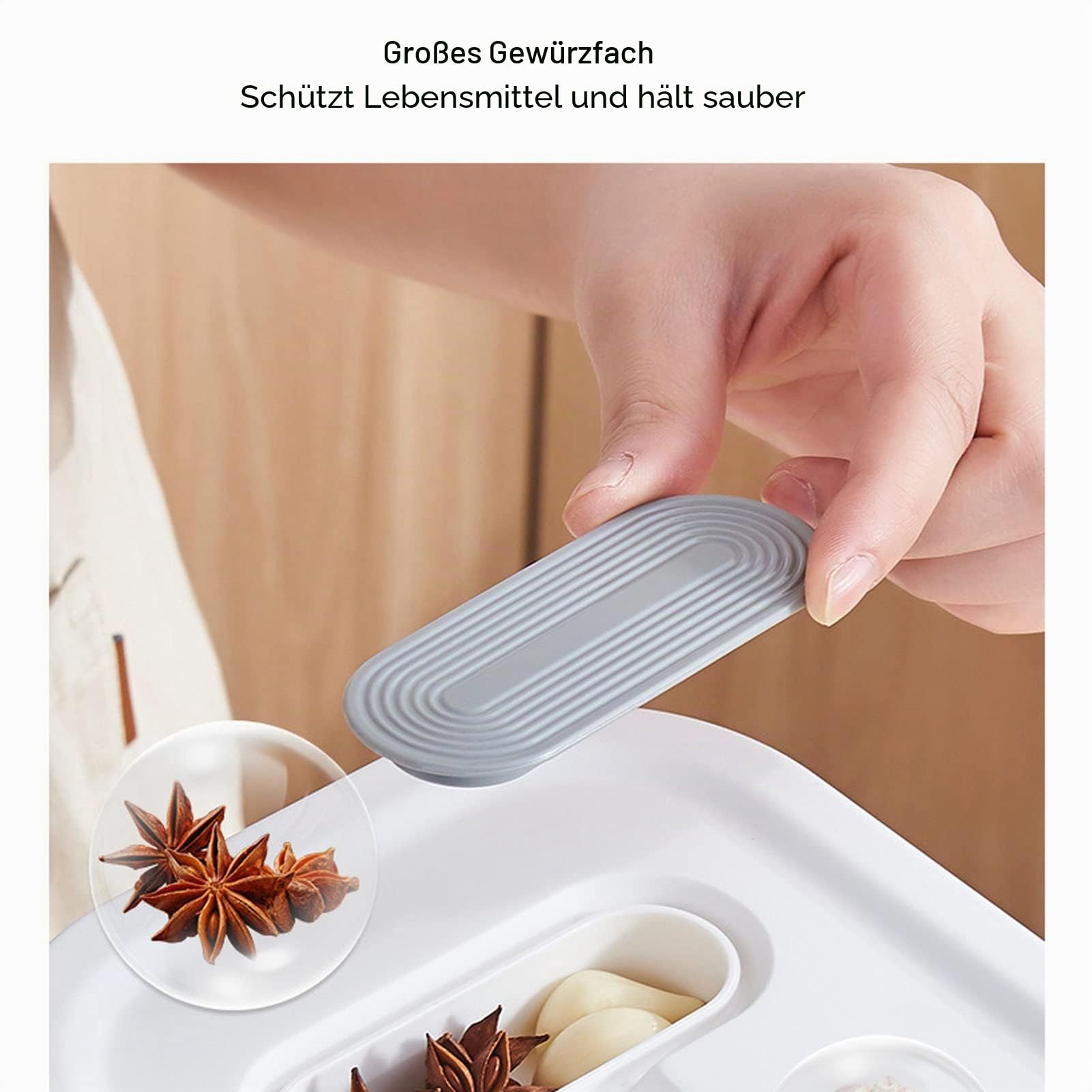 Reisspender mit Messbecher, Lebensmittelbehälter mit Großem Fassungsvermögen und Deckel, Versiegelter, Integrierter Getreidebehälter, Feuchtigkeitsbeständiger Müslispender für den (Grau L 10L)