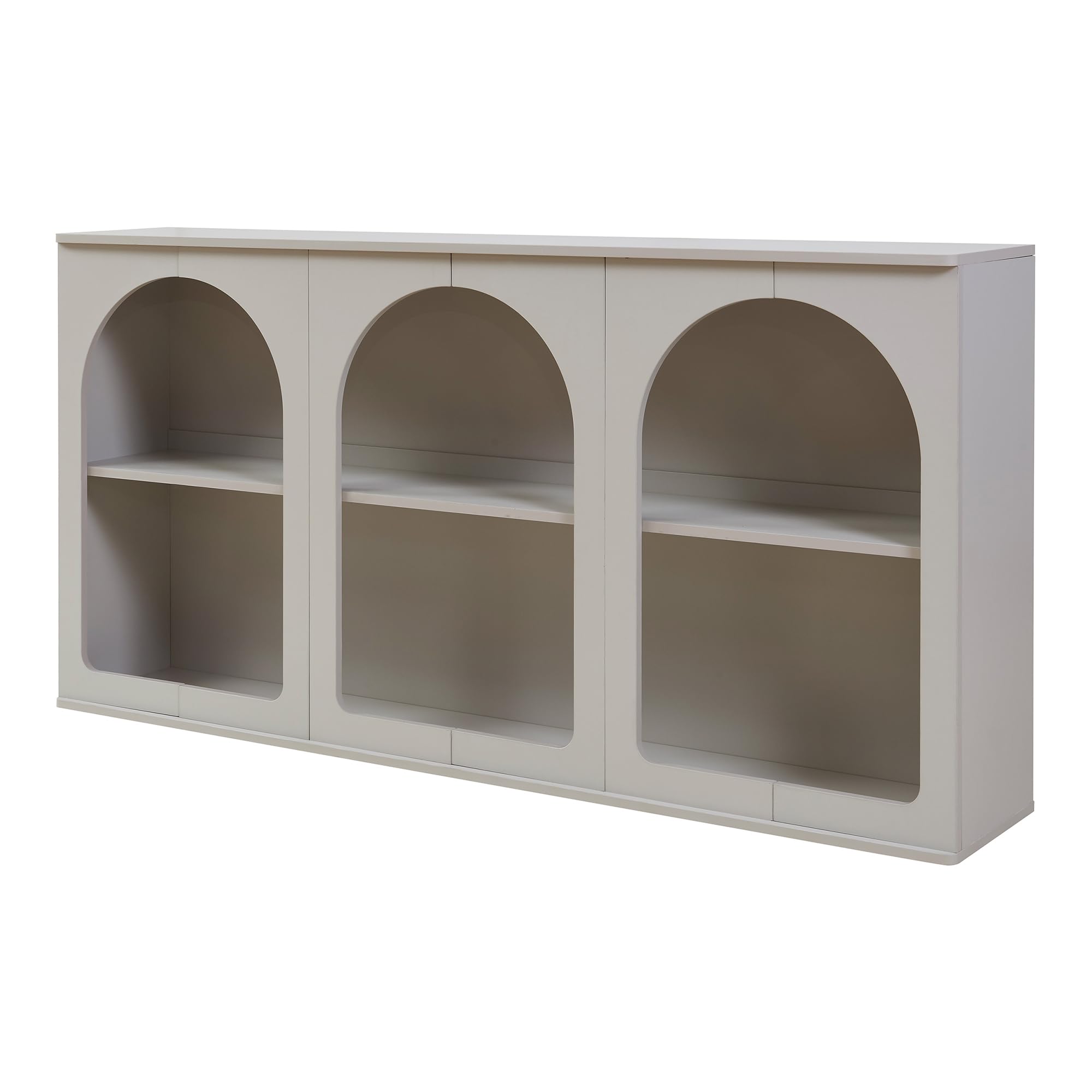 [en.casa] Credenza Mobile Contenitore Espositore Basso con Ripiano Interno e Vani Aperti Comò per Archiviazione Sala da Pranzo Soggiorno Ingresso 160x30x80 cm - Grigio