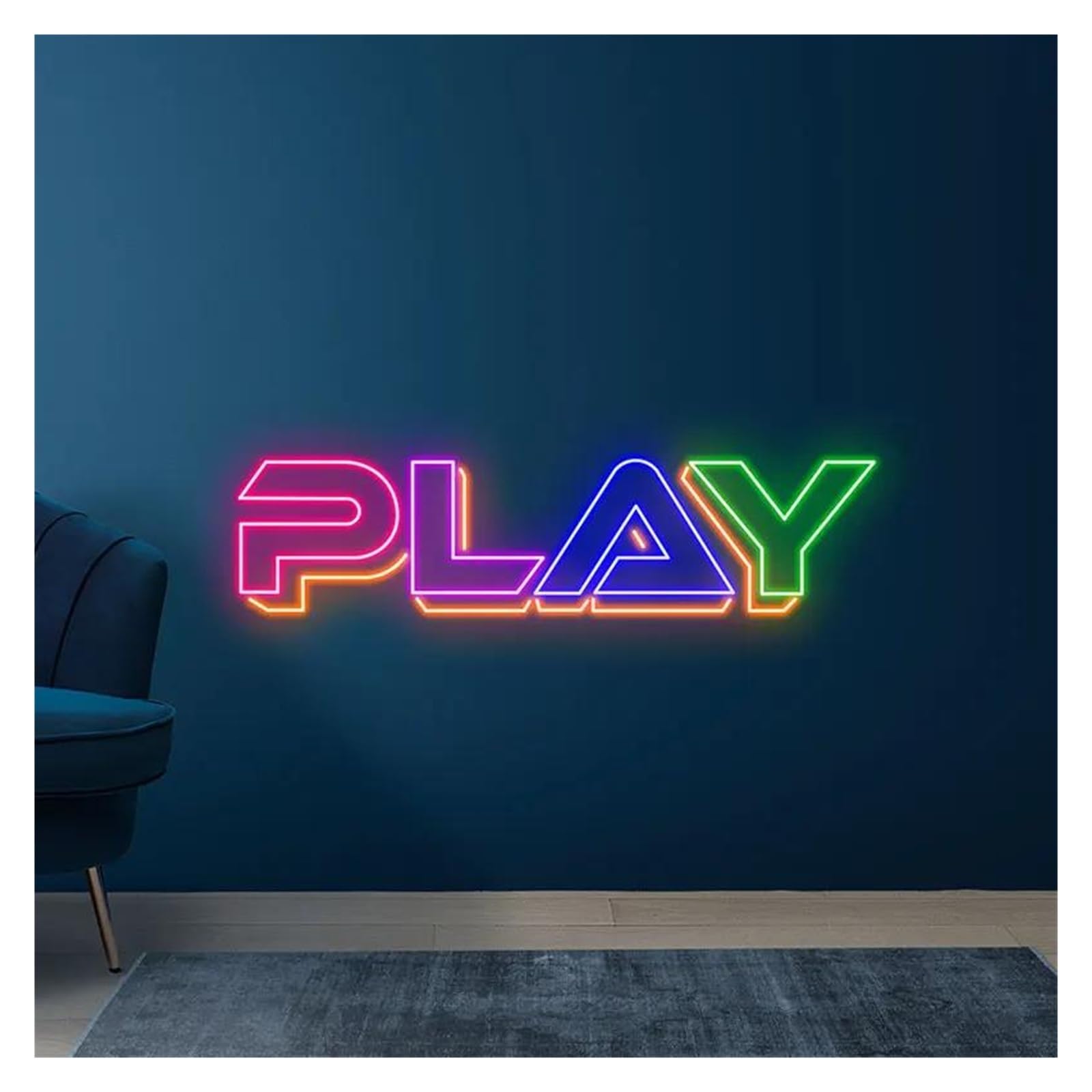 Decoración Lámparas Letrero De Neón Con Texto JUGAR, Divertido, Arte De Pared Decorativo Para Salas De Juegos Y Espacios De Entretenimiento, Lámparas Regulables 45cm