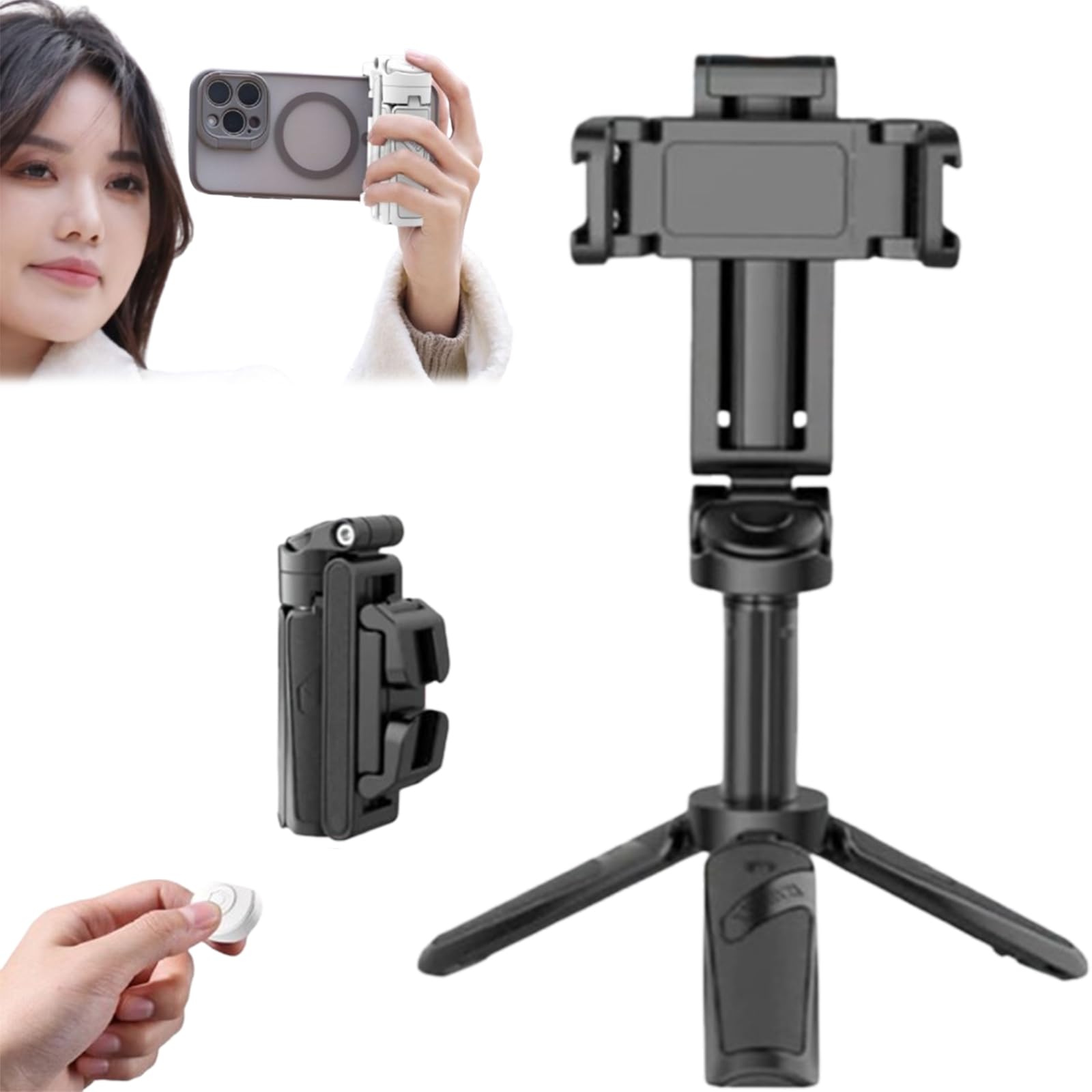 Elevopro 360,Elevopro Maggrip Vlogger Pro,Elevo Pro Maggrip Extendable Tripod360(Pocket Size) with Detachable Remote, 3-in-1 Mini Phone Holder, Works