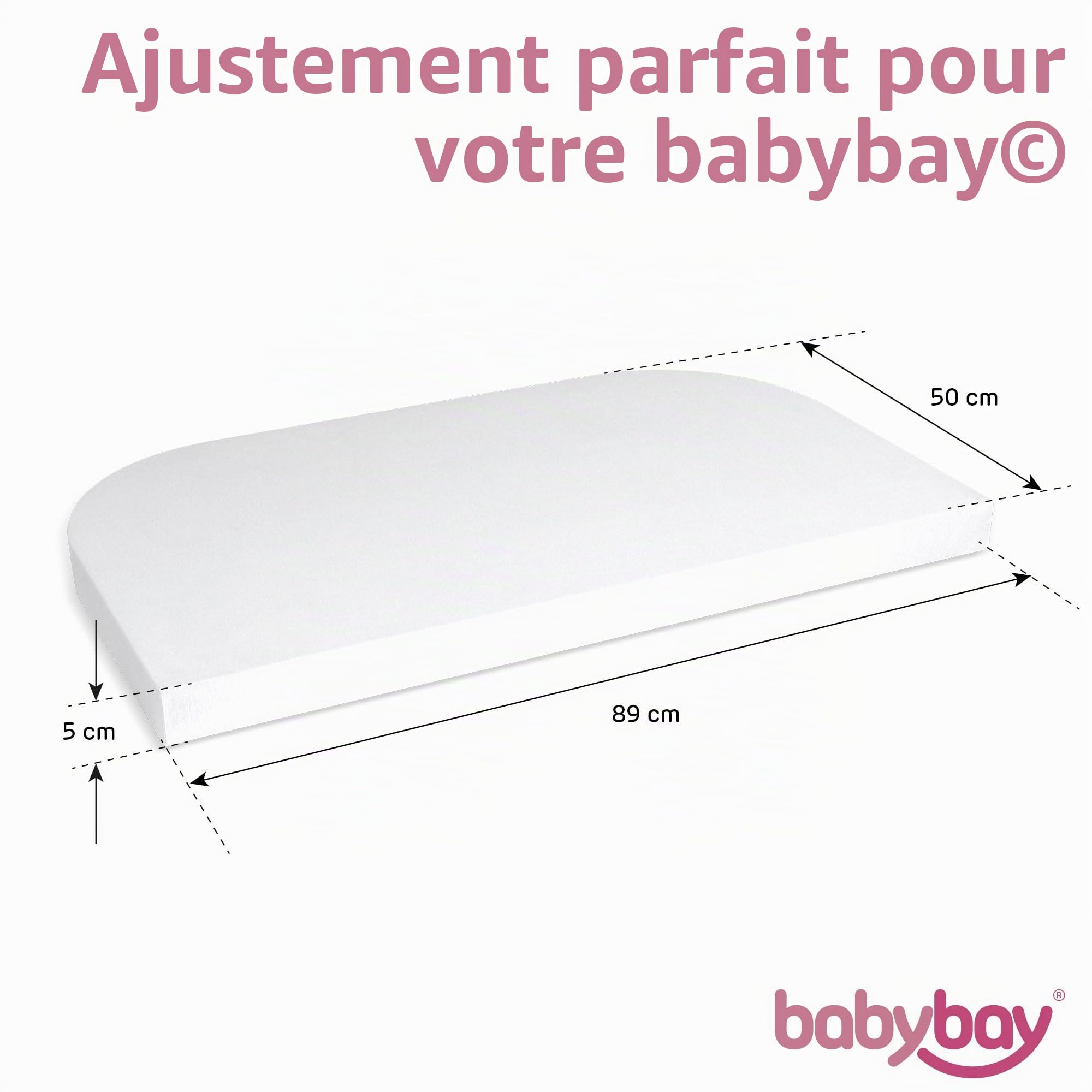 Drap–housse jersey babybay deluxe double pack adapté aux modèles Maxi, Midi, Boxspring, Comfort et Comfort Plus, blanc, 89 x 50 cm (pack double)