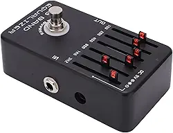 VBESTLIFE Pedal de Flash LED True Bypass do Equalizador de 6 Bandas, Pedal de Efeito de Metal para Guitarristas, Preto