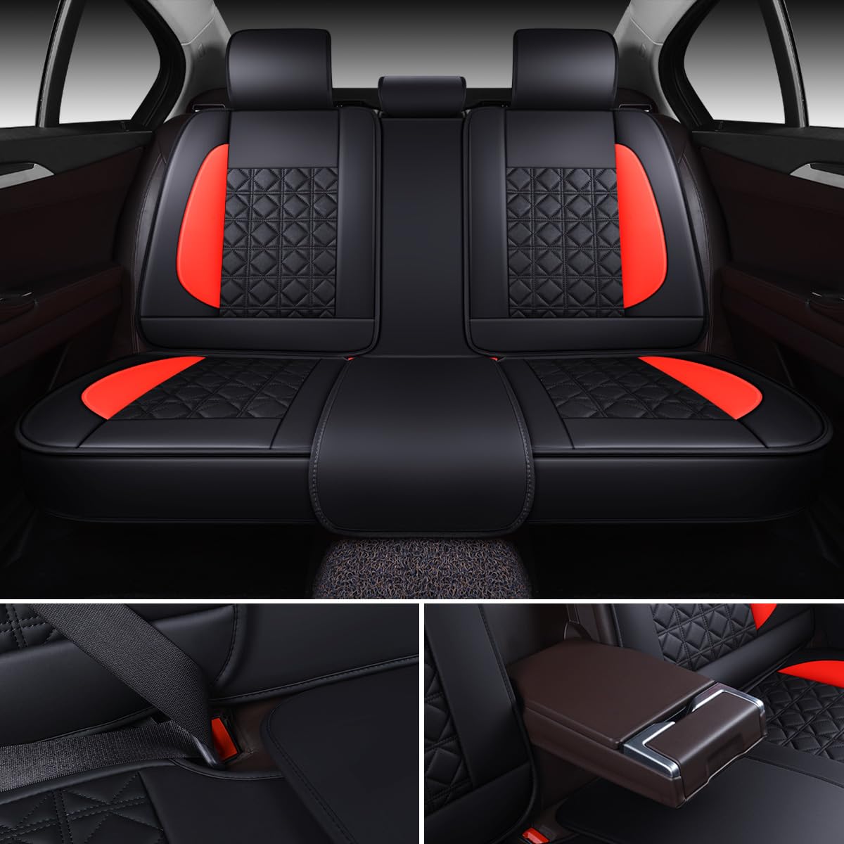 OASIS AUTO Car Seat Covers Full Set Premium Waterproof Faux Leather Cushion Universal Accessories Fit SUV Truck Sedan — view 5