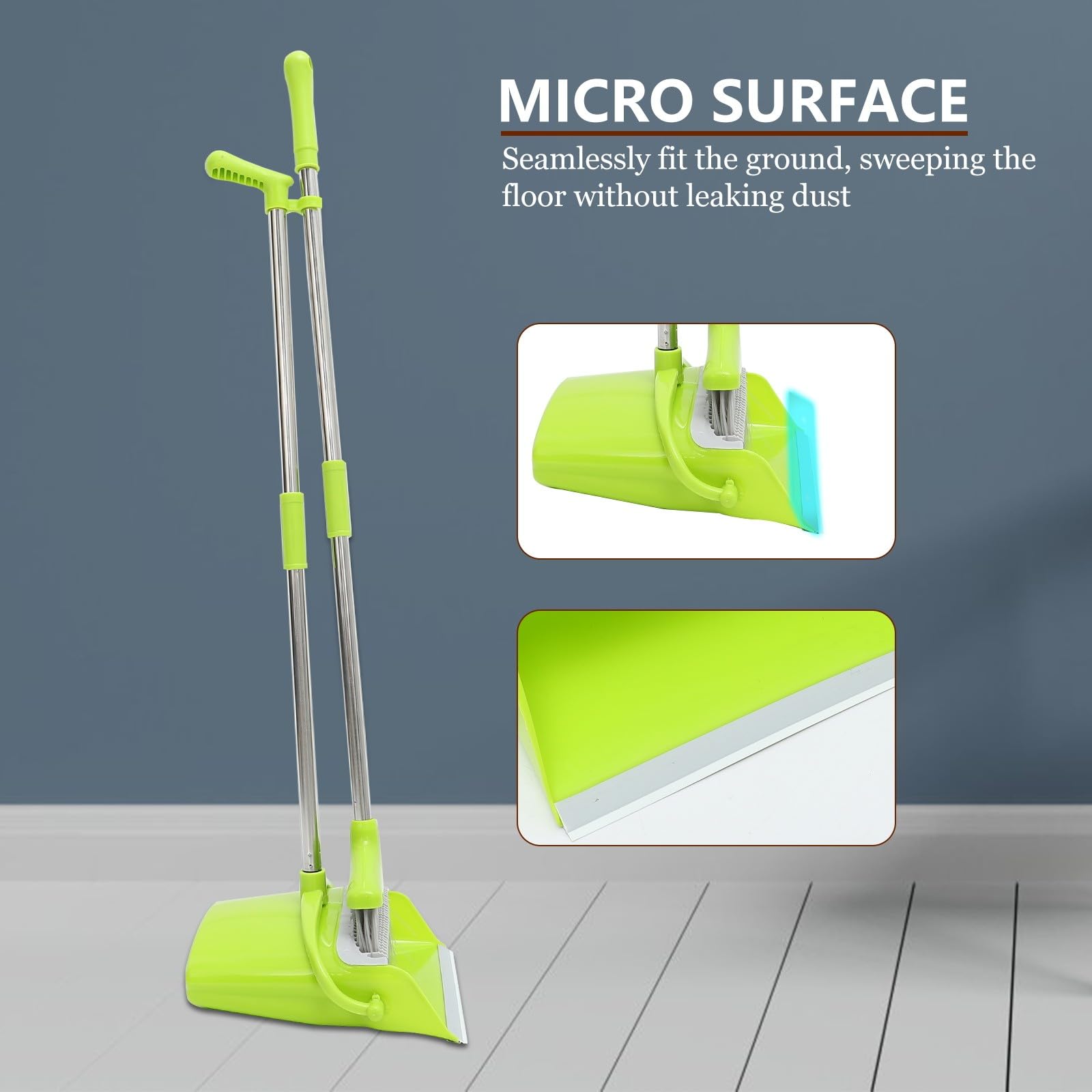 Cabilock Kit de Escoba y Recogedor y Recogedor Plástico Mango de Acero Inoxidable para Limpieza Hogar para Uso en Interiores y Almacenes