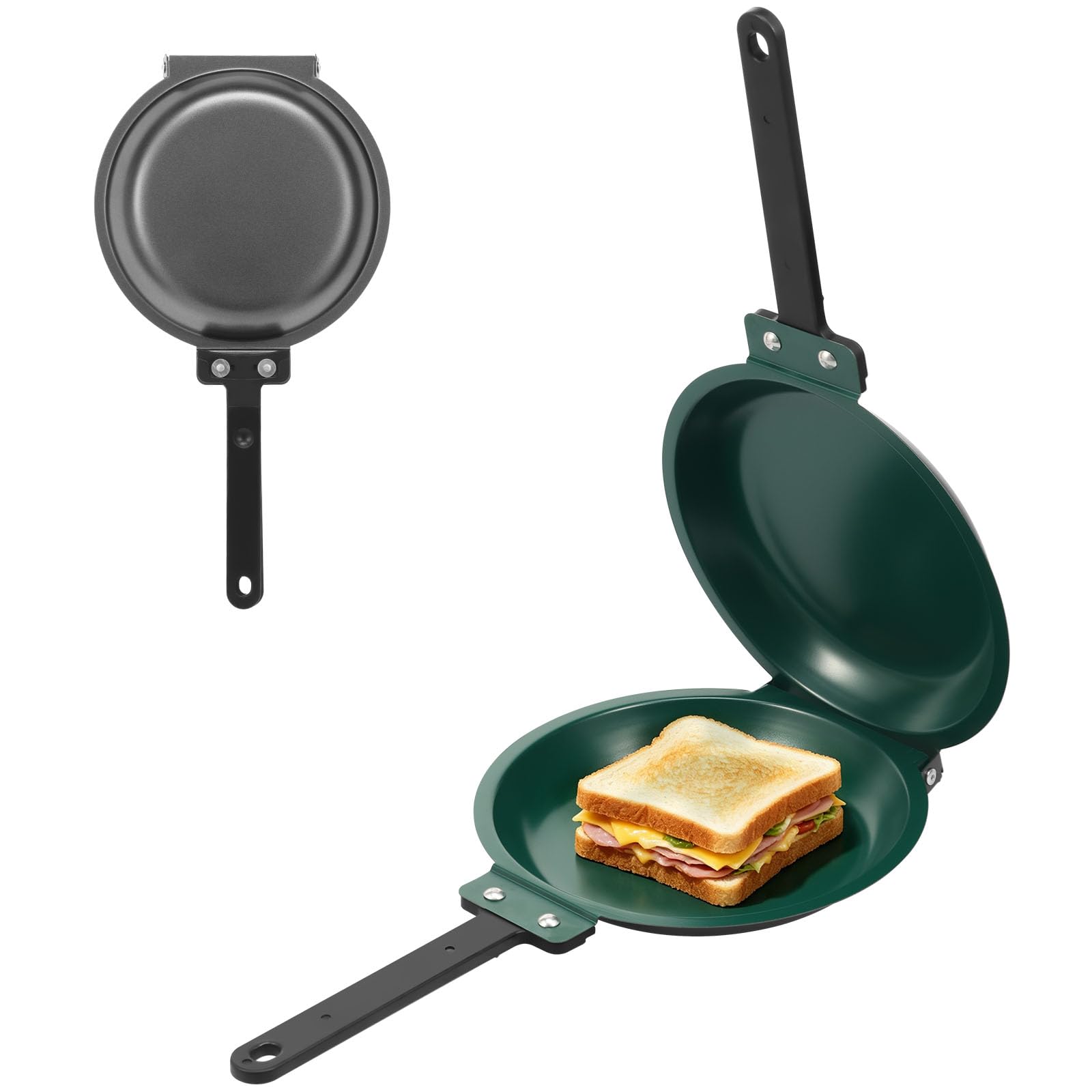 Double Sided Non-Stick Frying Pan Carbon Steel Flip Sandwich Maker & Omelette Pan for Pancakes, Tortilla and Induction Hob Kitchen Cookware