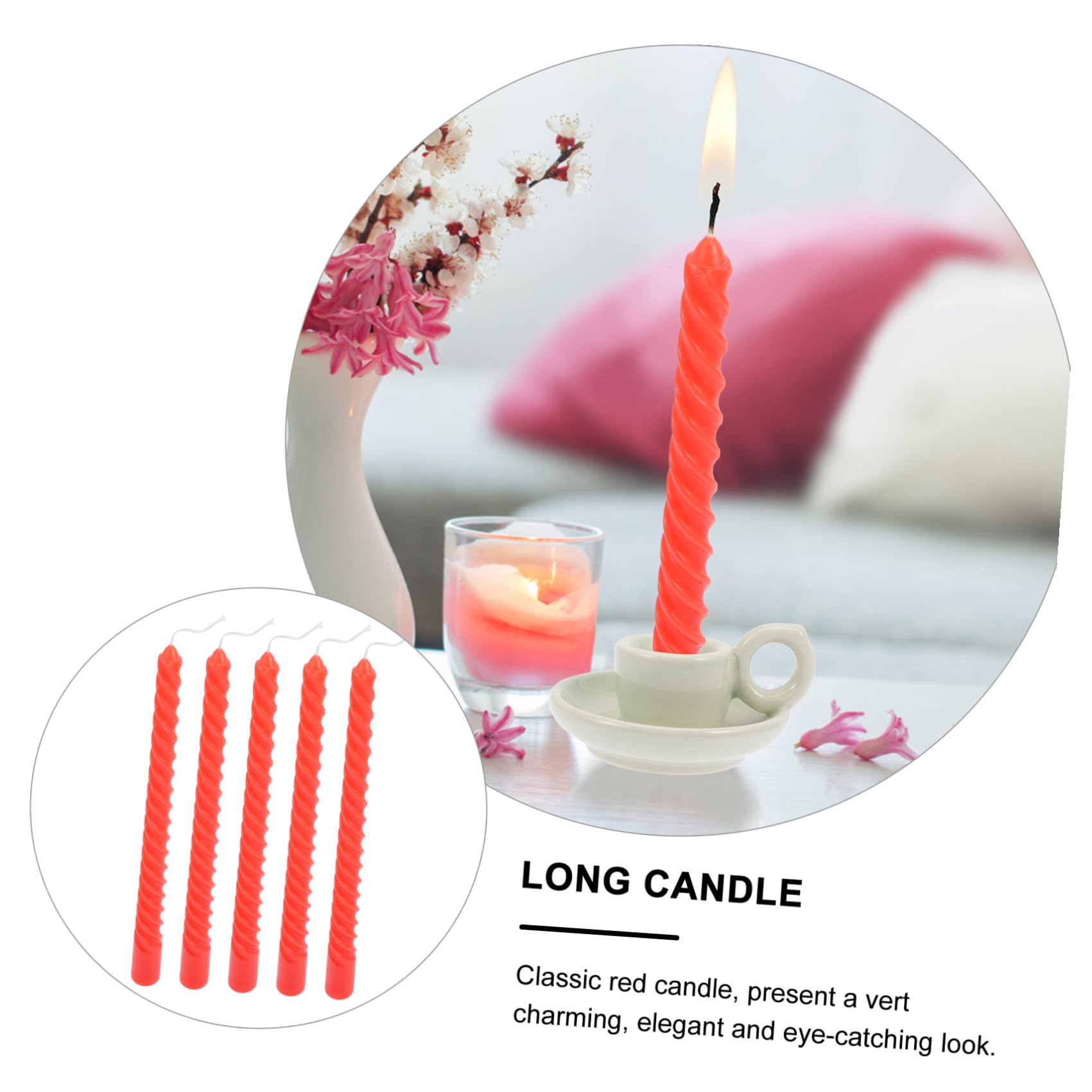 Velas Rojas Clásicas de Parafina 10 Pulgadas, 12 Piezas | Larga Forma Cónica, Acabado Elegante, para Ceremonias y Fiestas Temáticas, Ambiente Cálido y Romántico