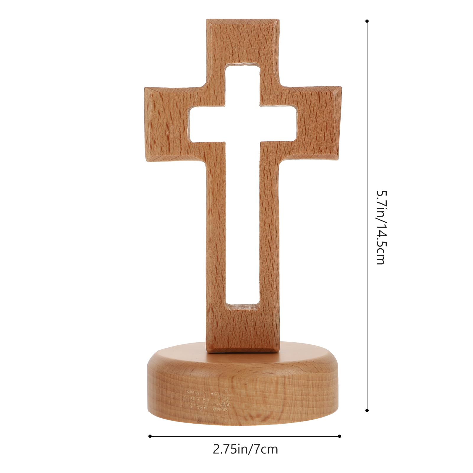 Croix En Bois Avec Base - Décoration Chrétienne Pour Autel Ou Maison - 12x5,7 Cm - Hêtre Naturel