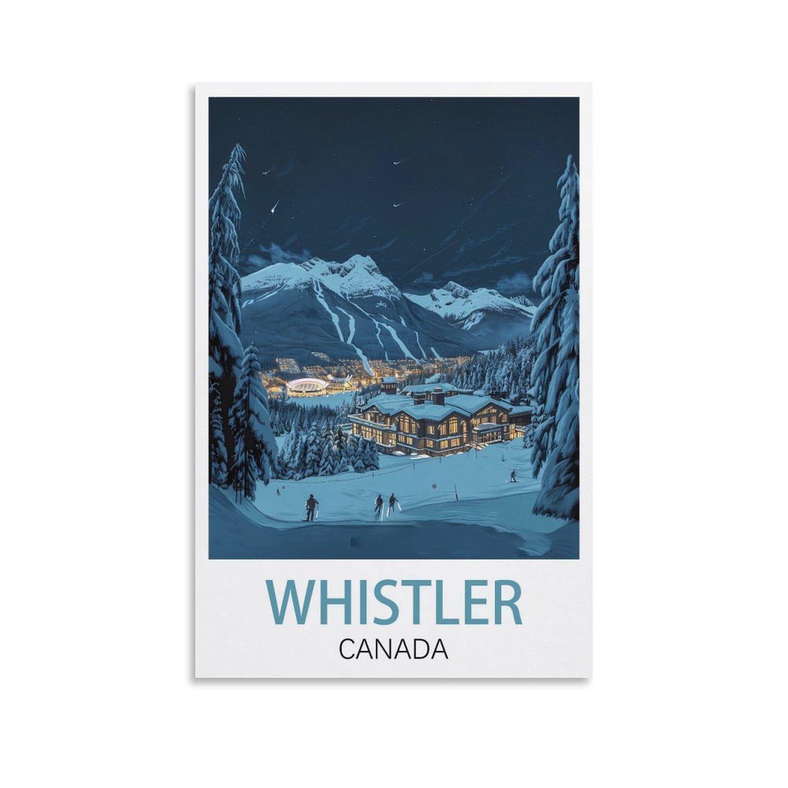 LOSNABO Whistler Canada Vintage Travel Poster 16x24inch(40x60cm) Canvas Wall Poster And Art Picture Print Modern Home Bedroom Decor