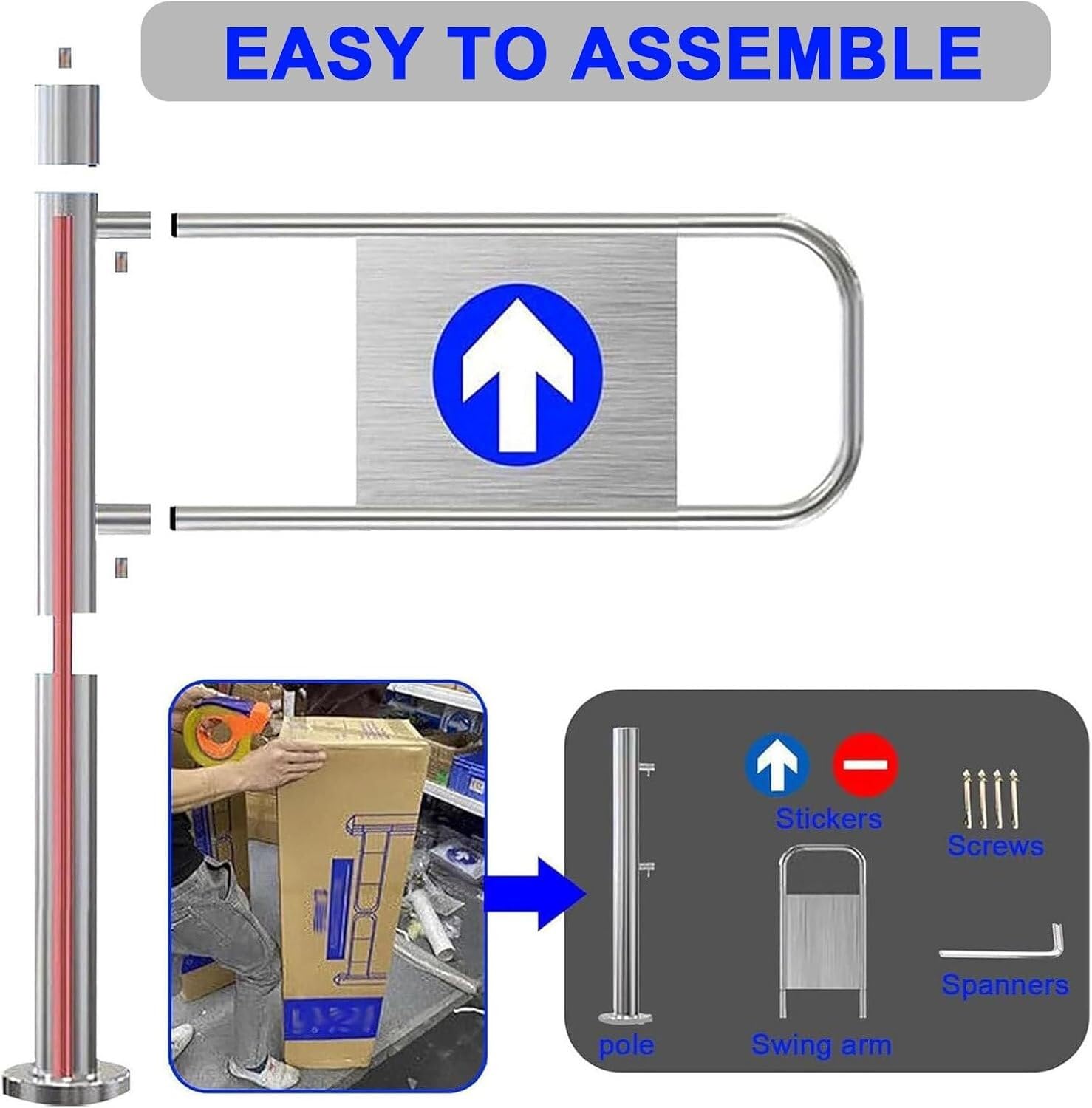 Cancello a battente automatico in metallo, 60 x 97 cm, soluzione di accesso sicuro per mercati e magazzini, perfetto per aree ad alto traffico, protezione durevole e sicura delle porte